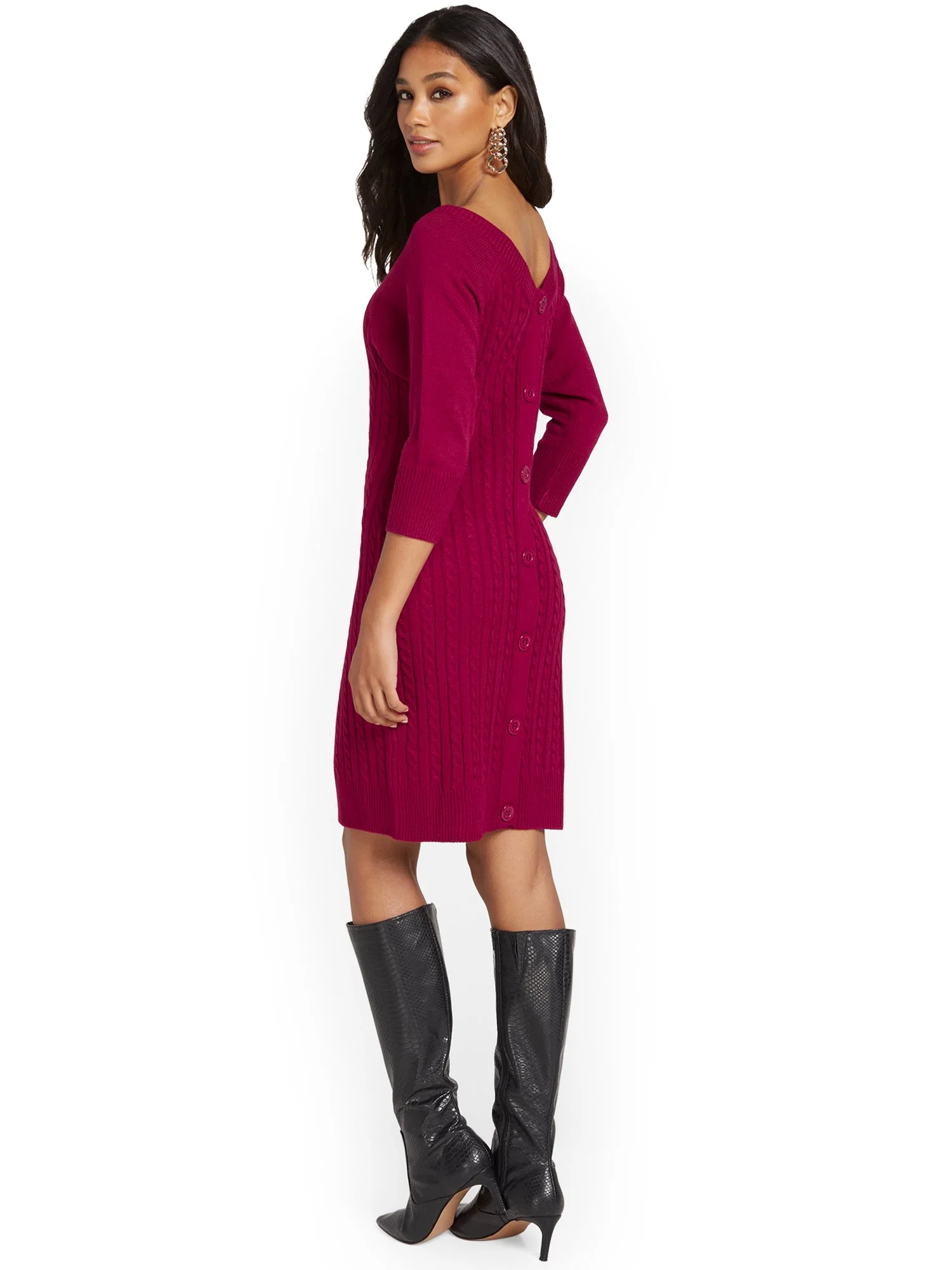 Button-Back Cable Sweater Dress - Image 10