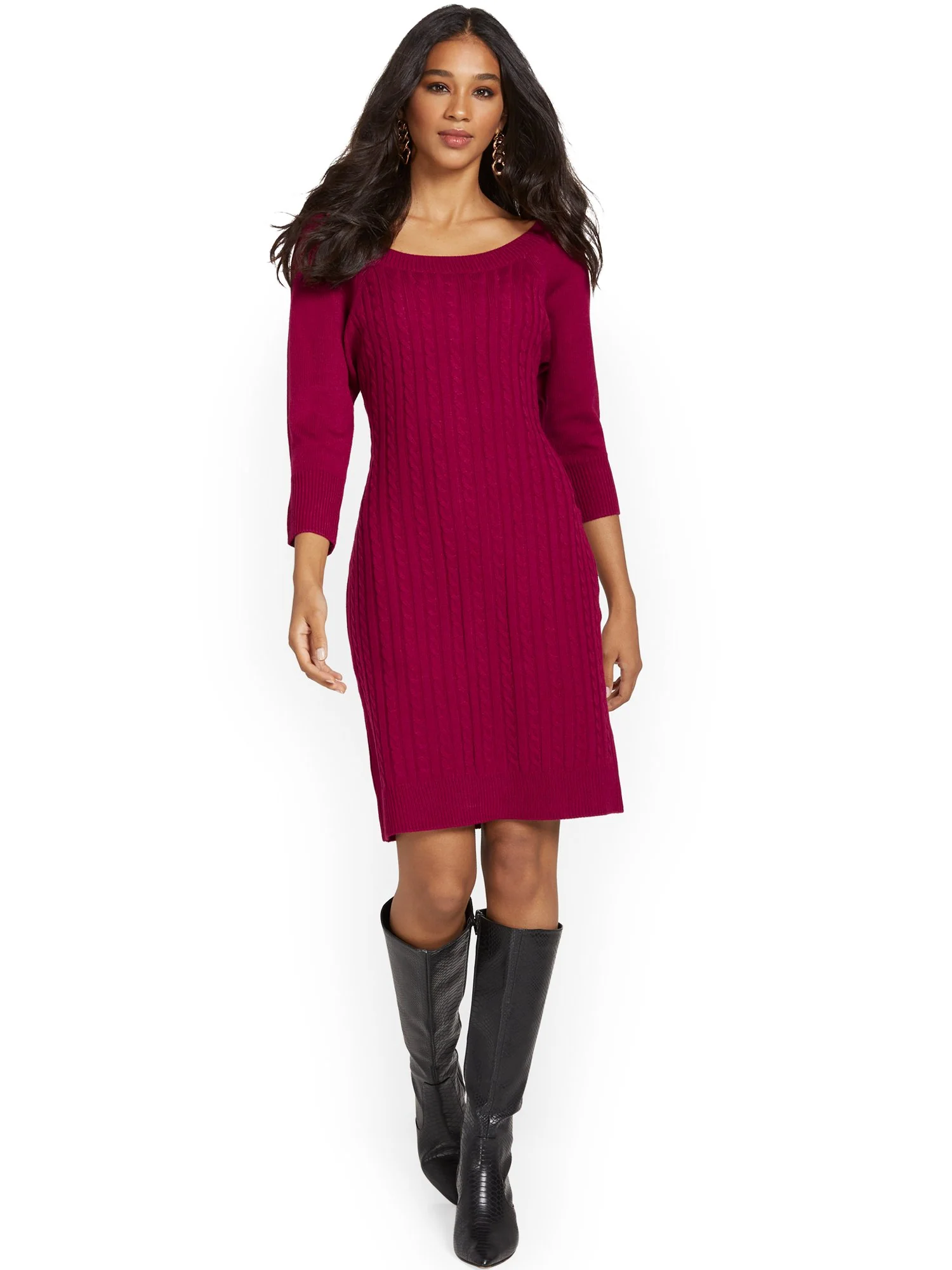 Button-Back Cable Sweater Dress - Image 11