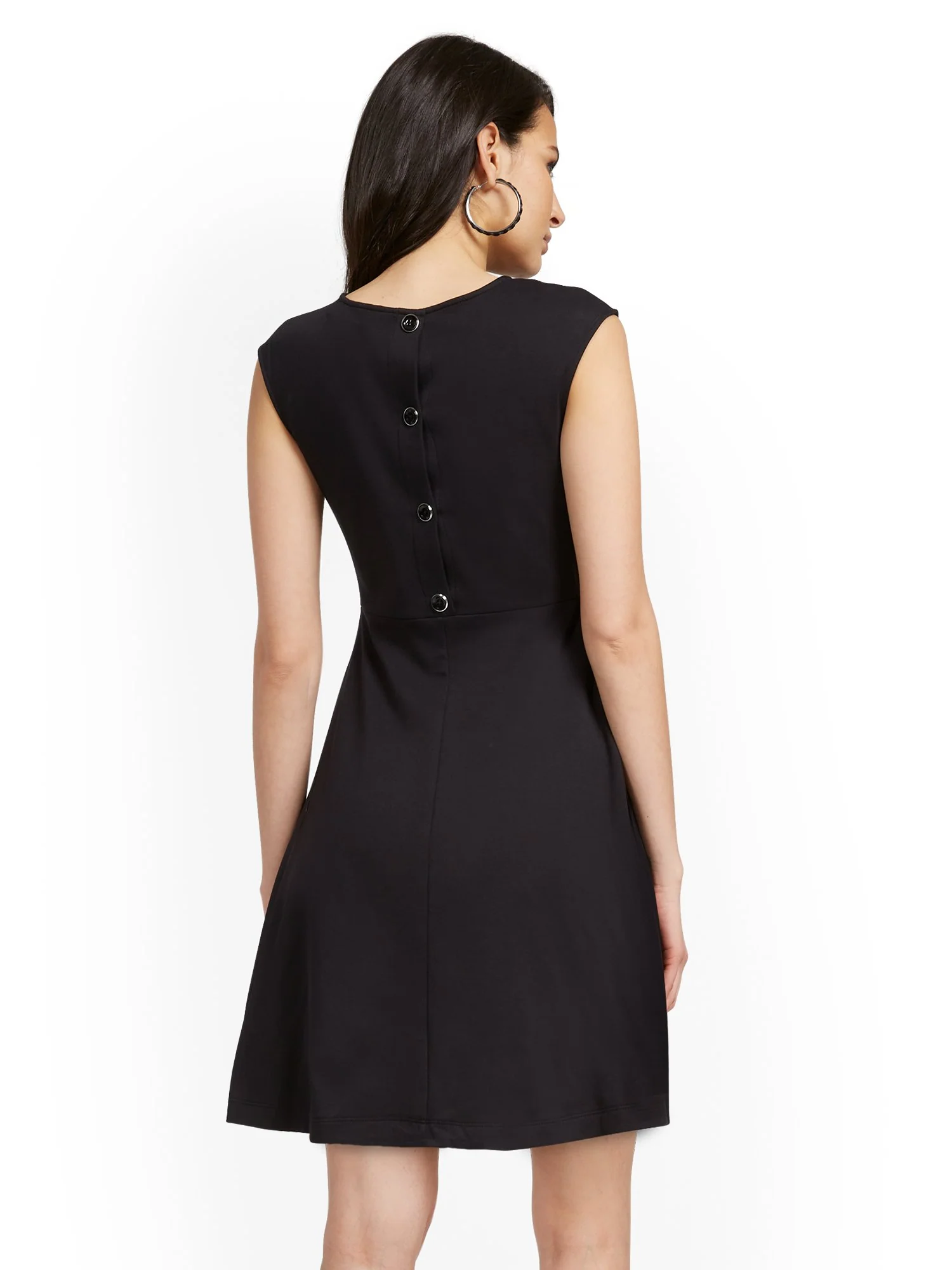 Button-Back Fit and Flare Dress - City Knits - Image 3