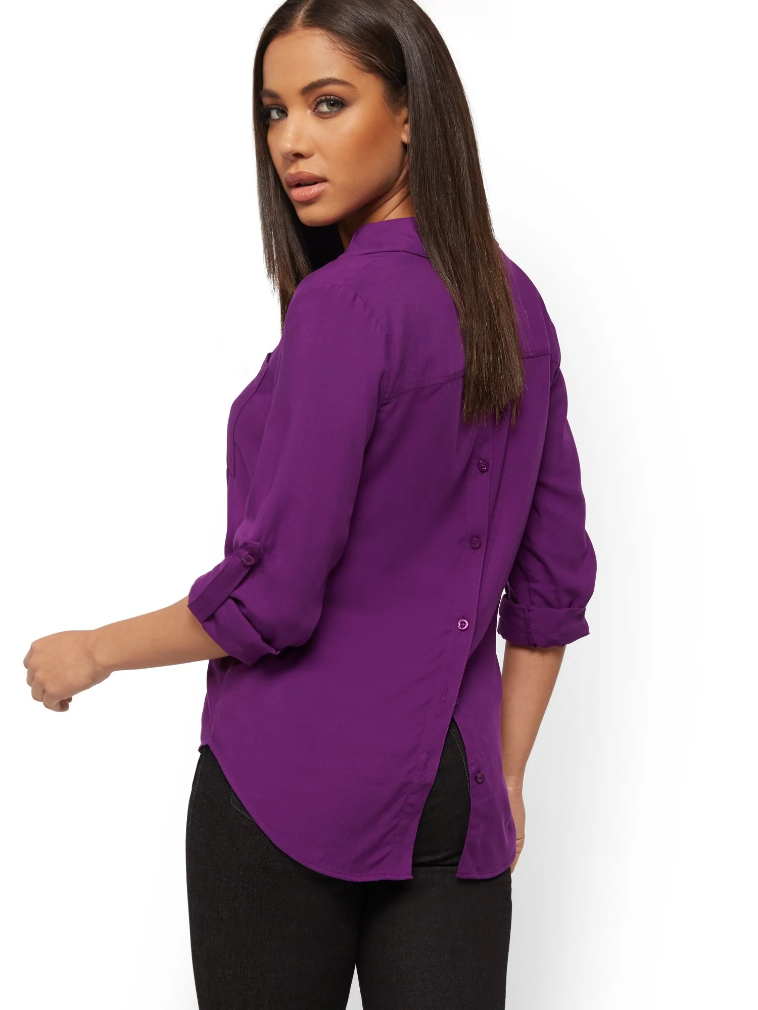 Button-Back Shirt - Soho Soft Blouse - Image 2