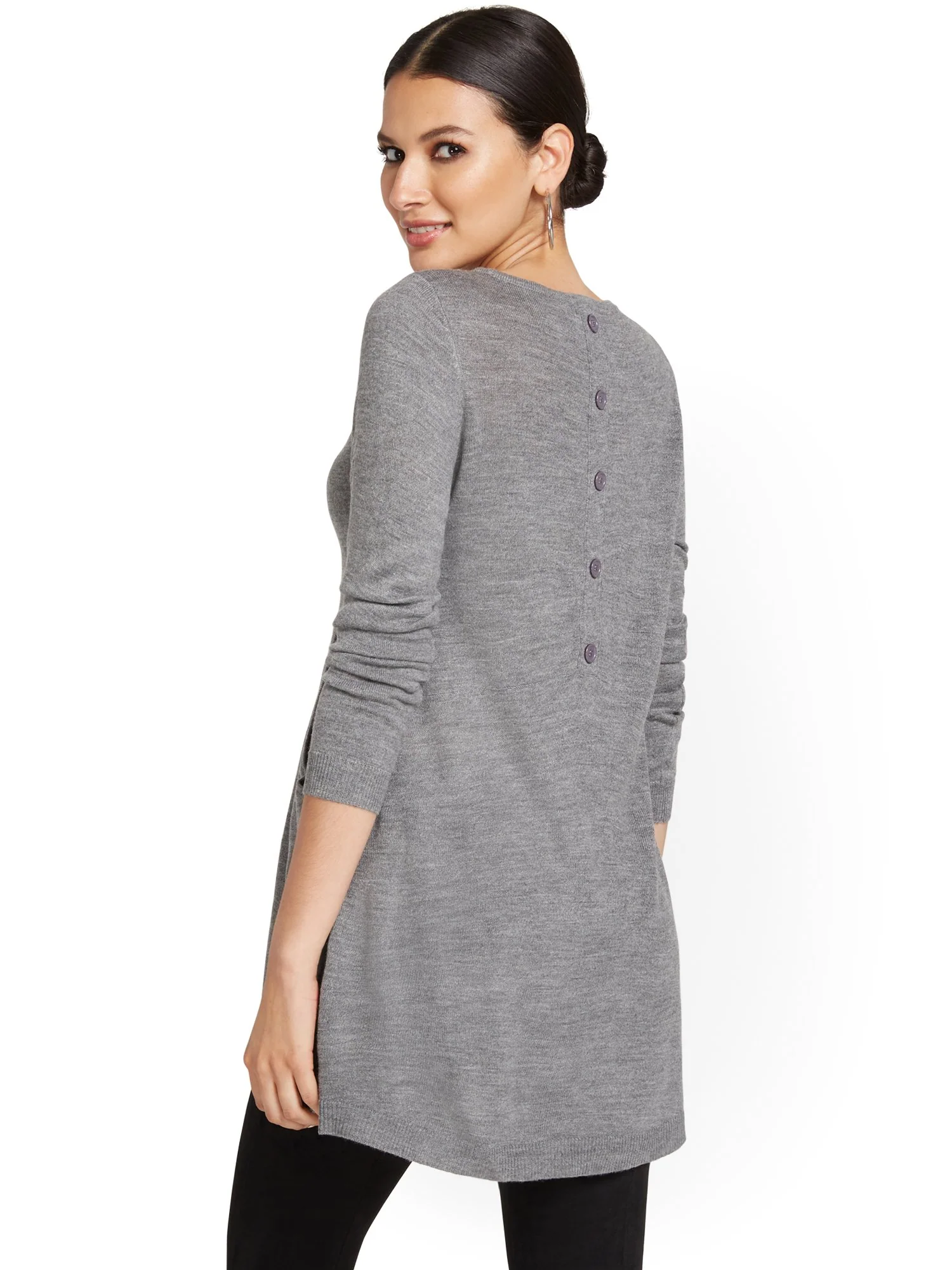 Button-Back Tunic Sweater - Image 9