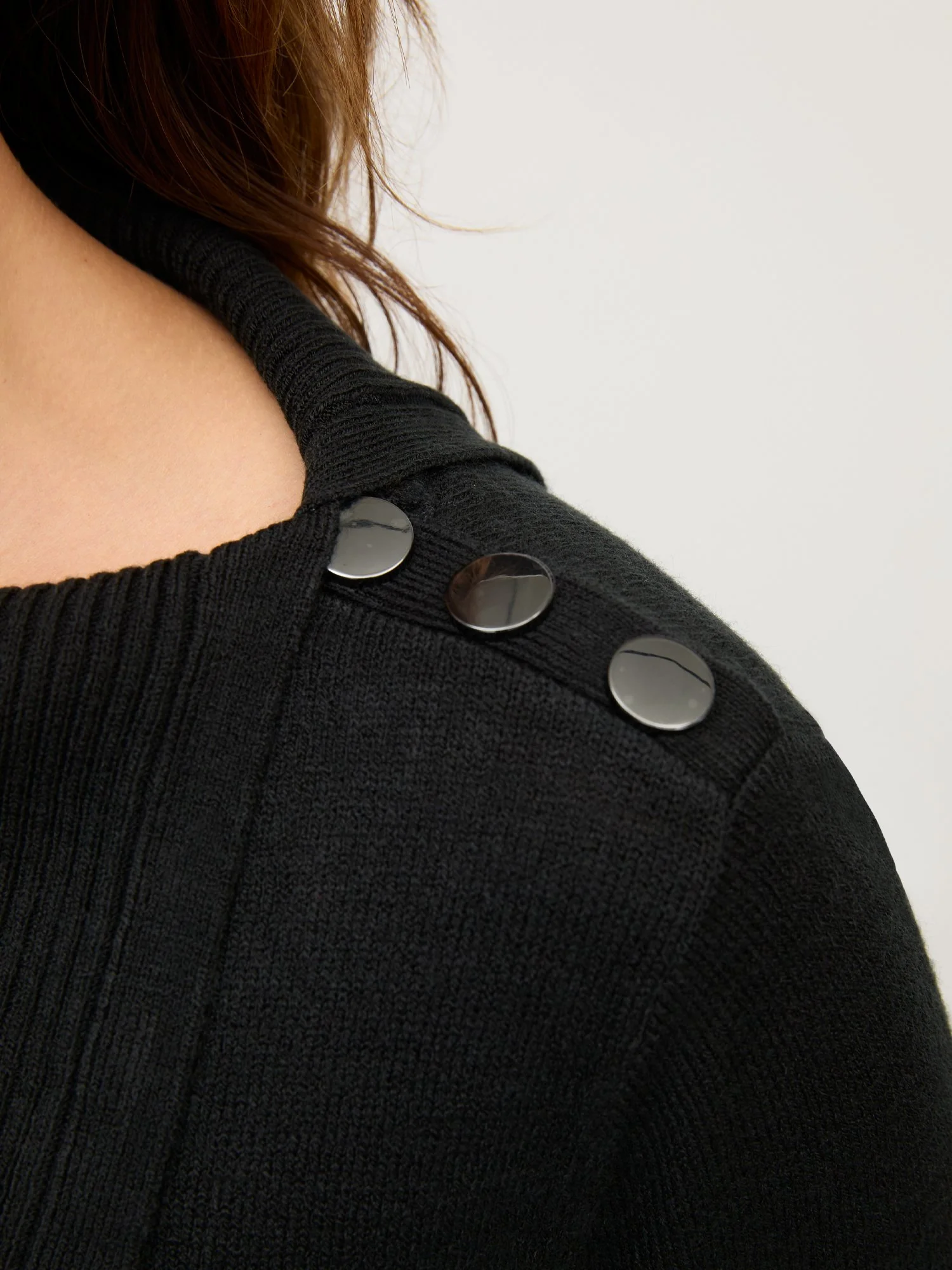 Button-Detail Cowl-Neck Tunic Sweater - Image 4