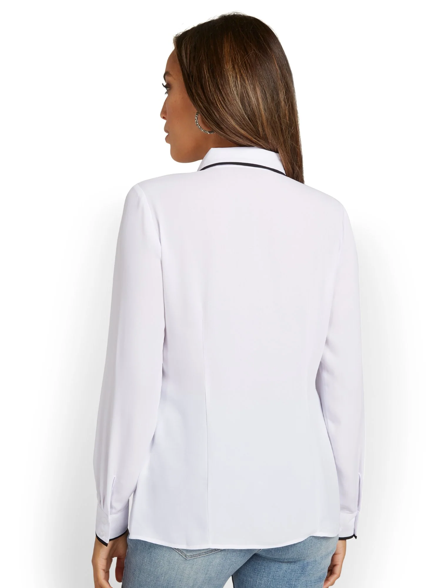 Button-Detail Piped Blouse - Image 3