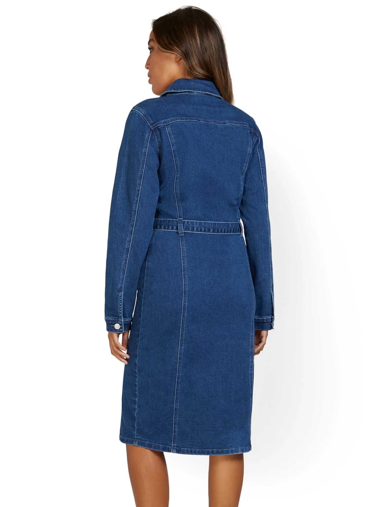 Button-Down Denim Dress - Medium Wash - Image 2