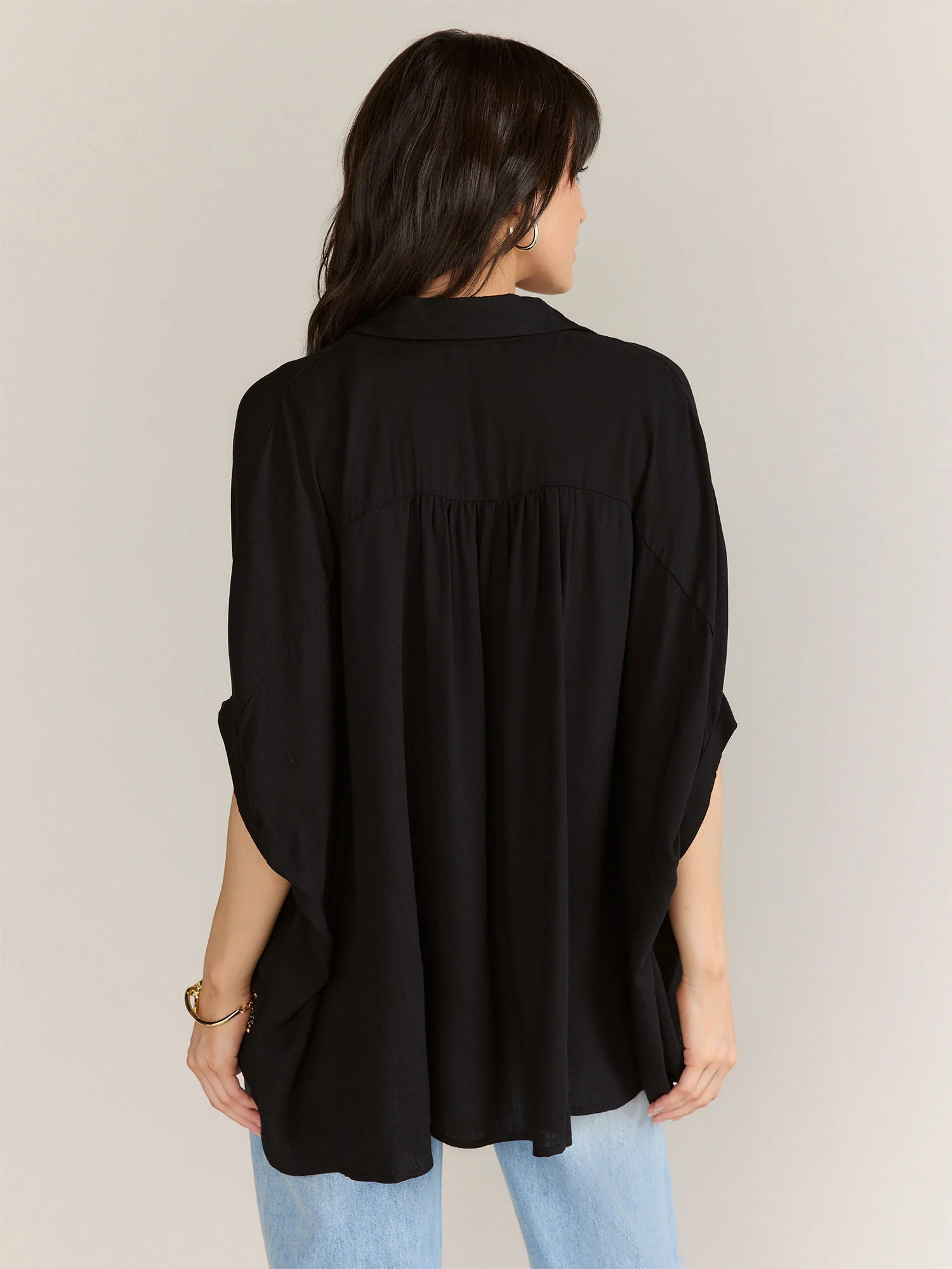 Charlotte Avery Button Down High Low Textured Oversized Shirt - Brands We Love - Image 2