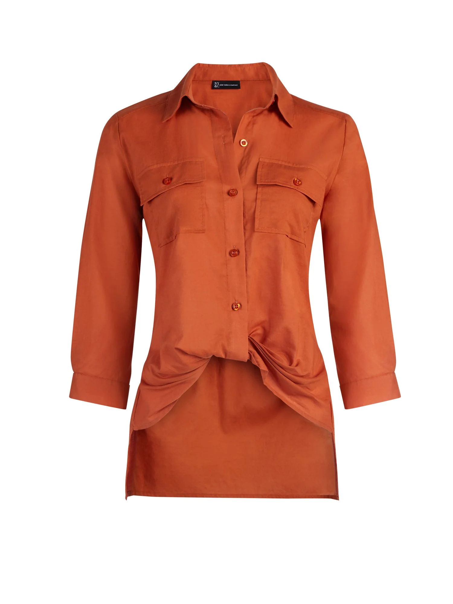 Button-Down Twist-Front Shirt - Image 13