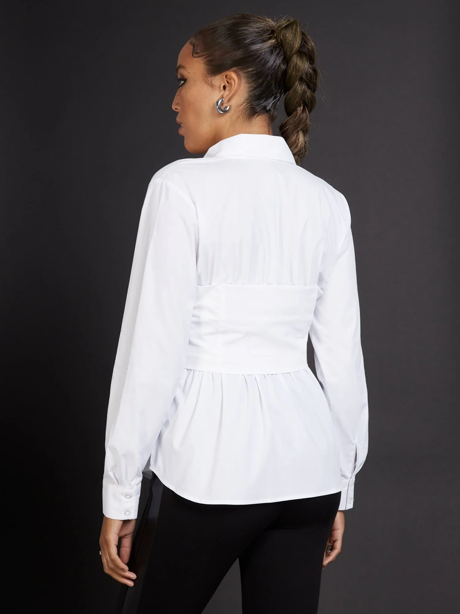 Button-Front Corset Poplin Top - Image 3