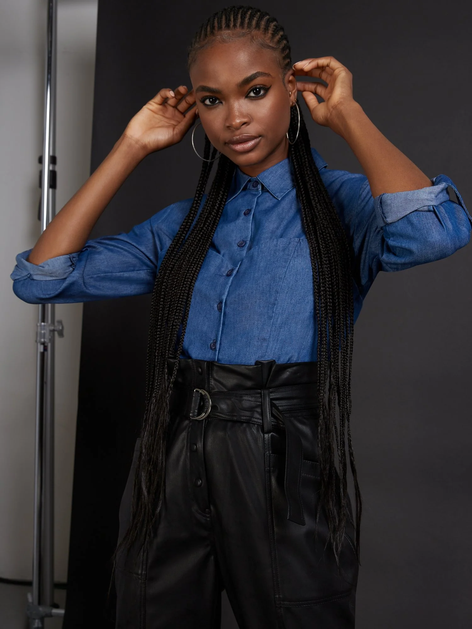 Button-Front Denim Corset Top - Image 2