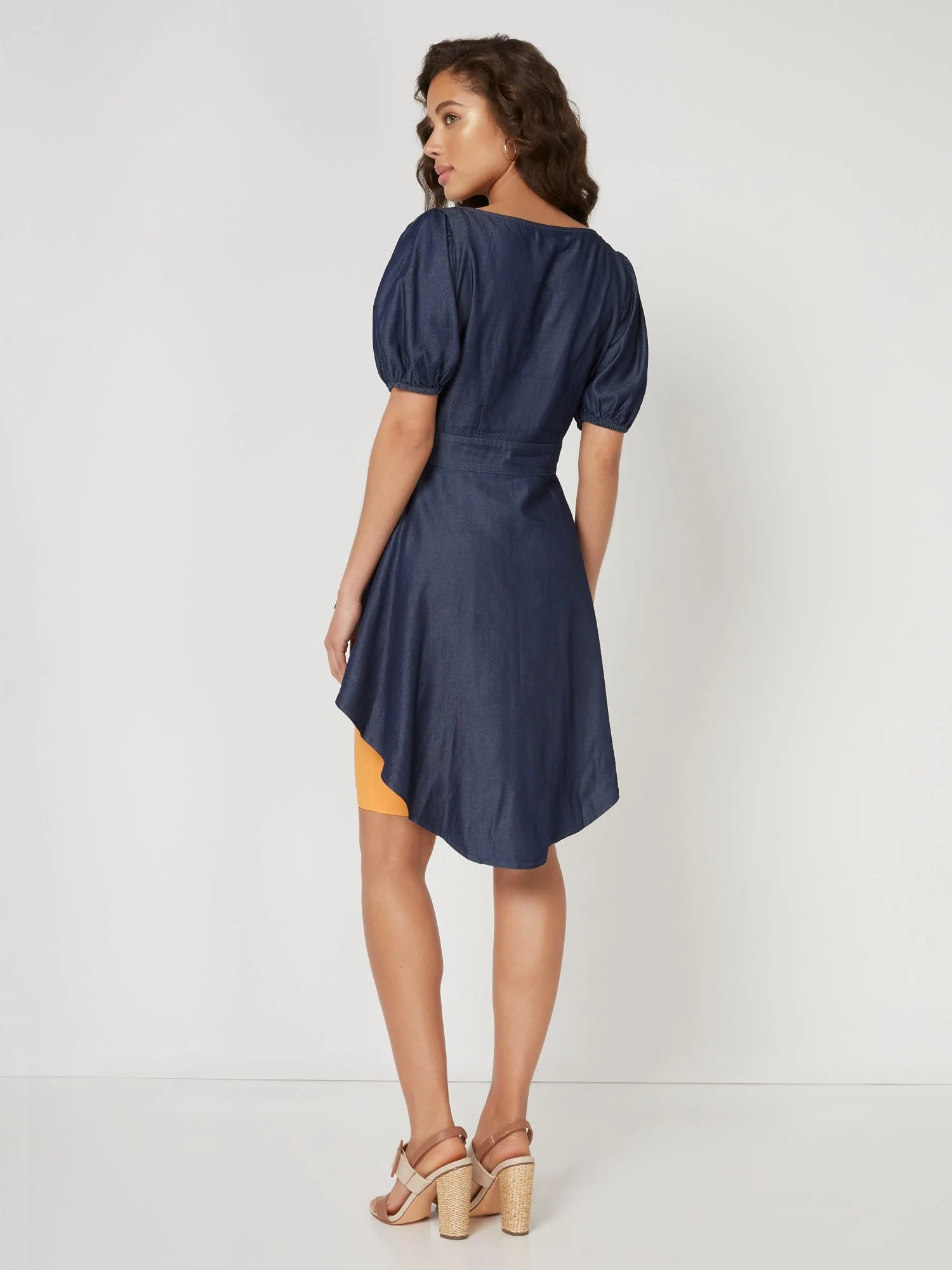 Button-Front High-Low Chambray Top - 7th Avenue - Image 3