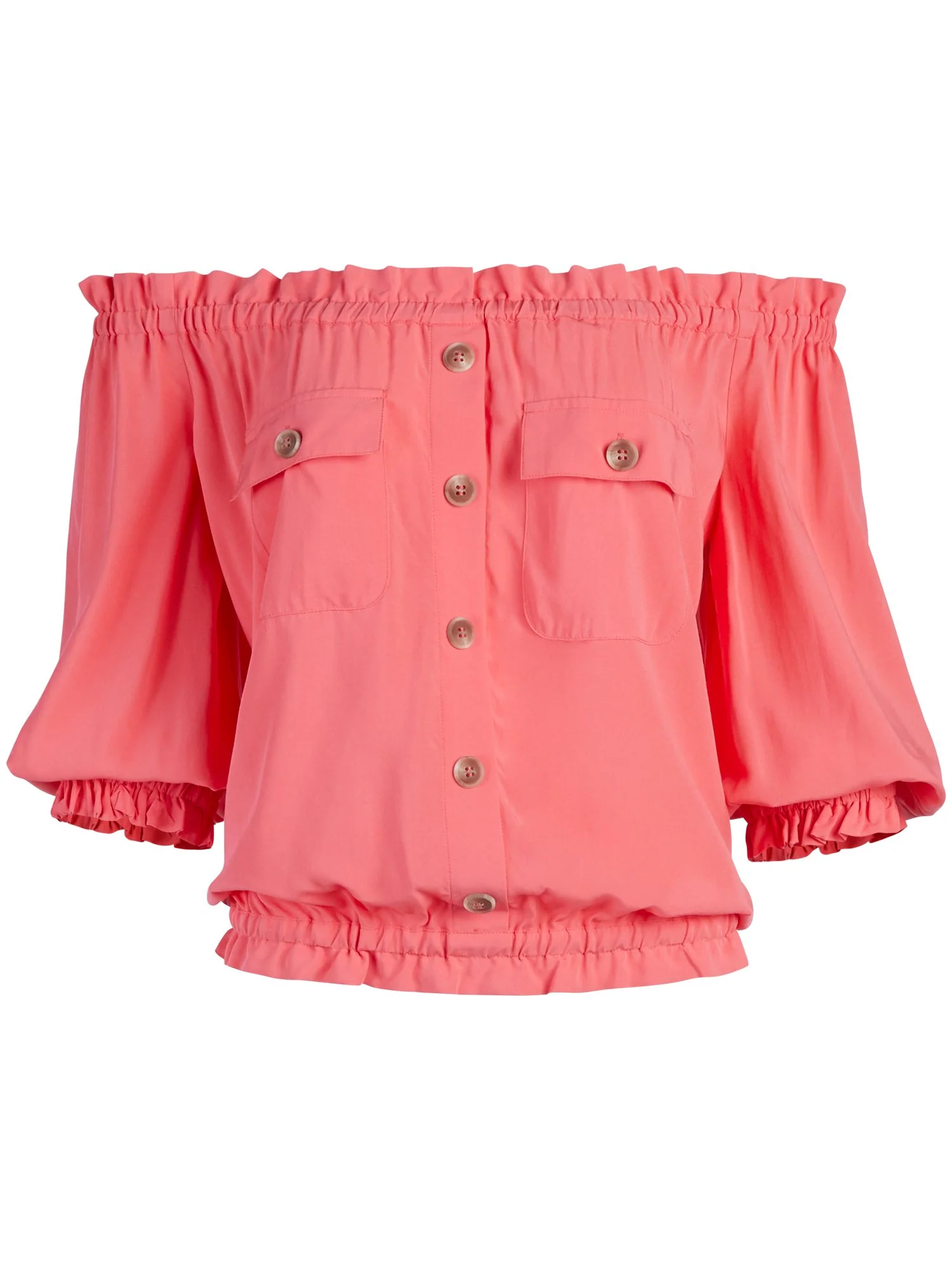 Button-Front Off-The-Shoulder Top - Image 6