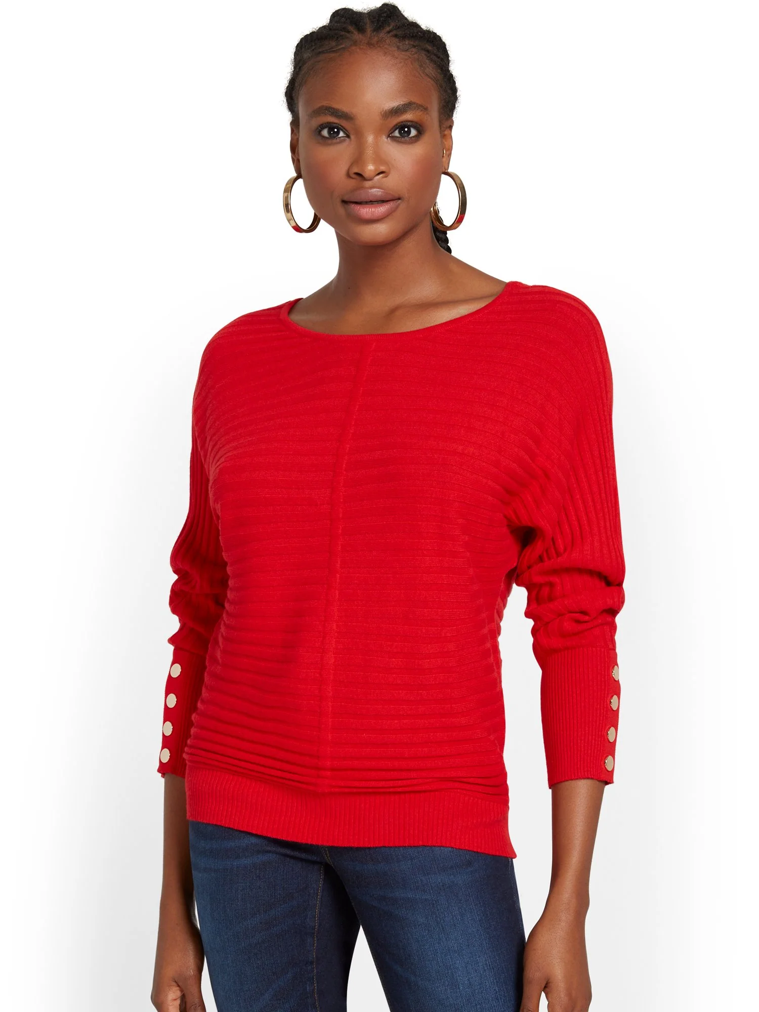 Button-Sleeve Dolman Sweater - Image 6