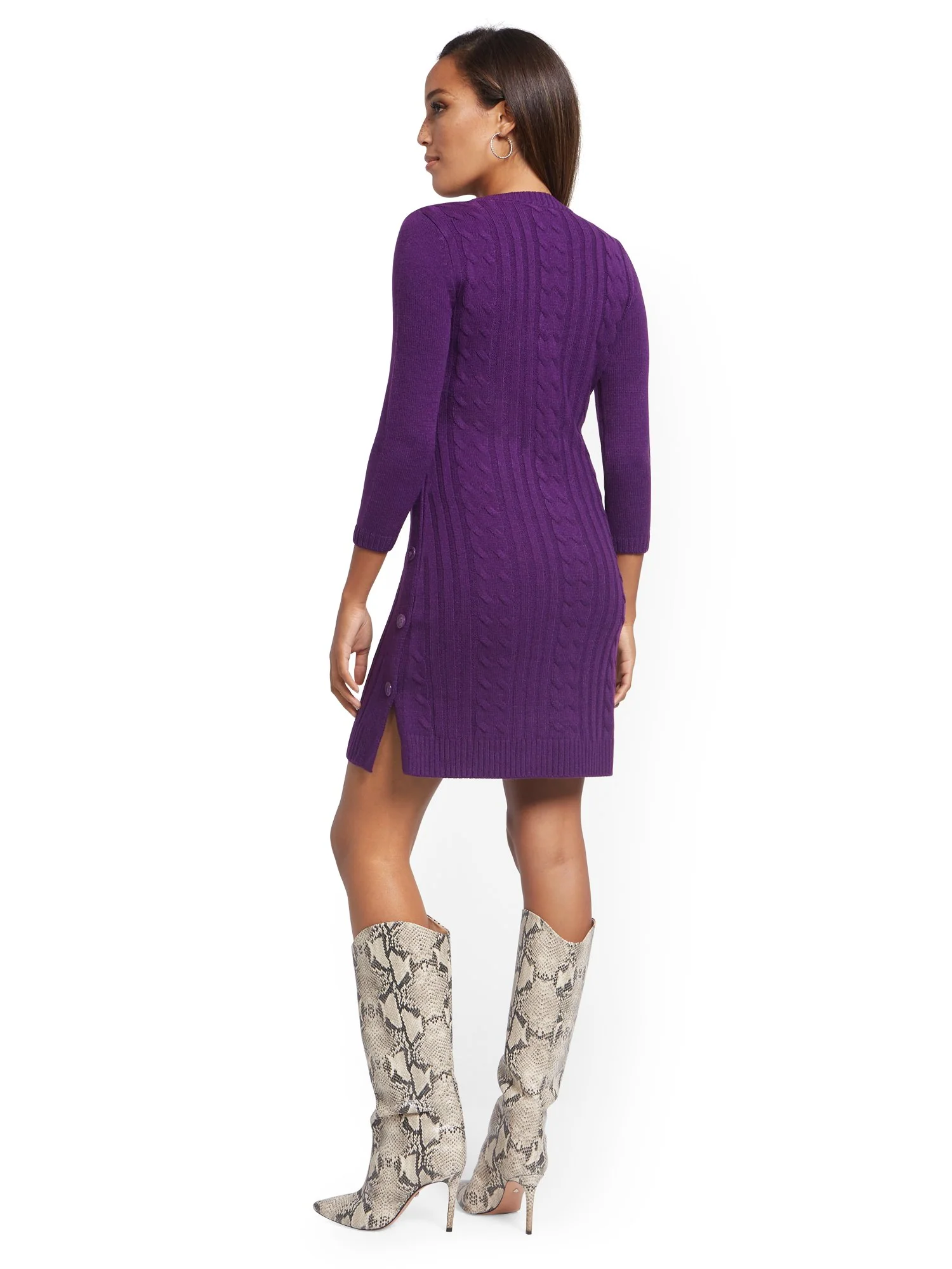 Button-Trim Cable-Knit Sweater Dress - Image 8