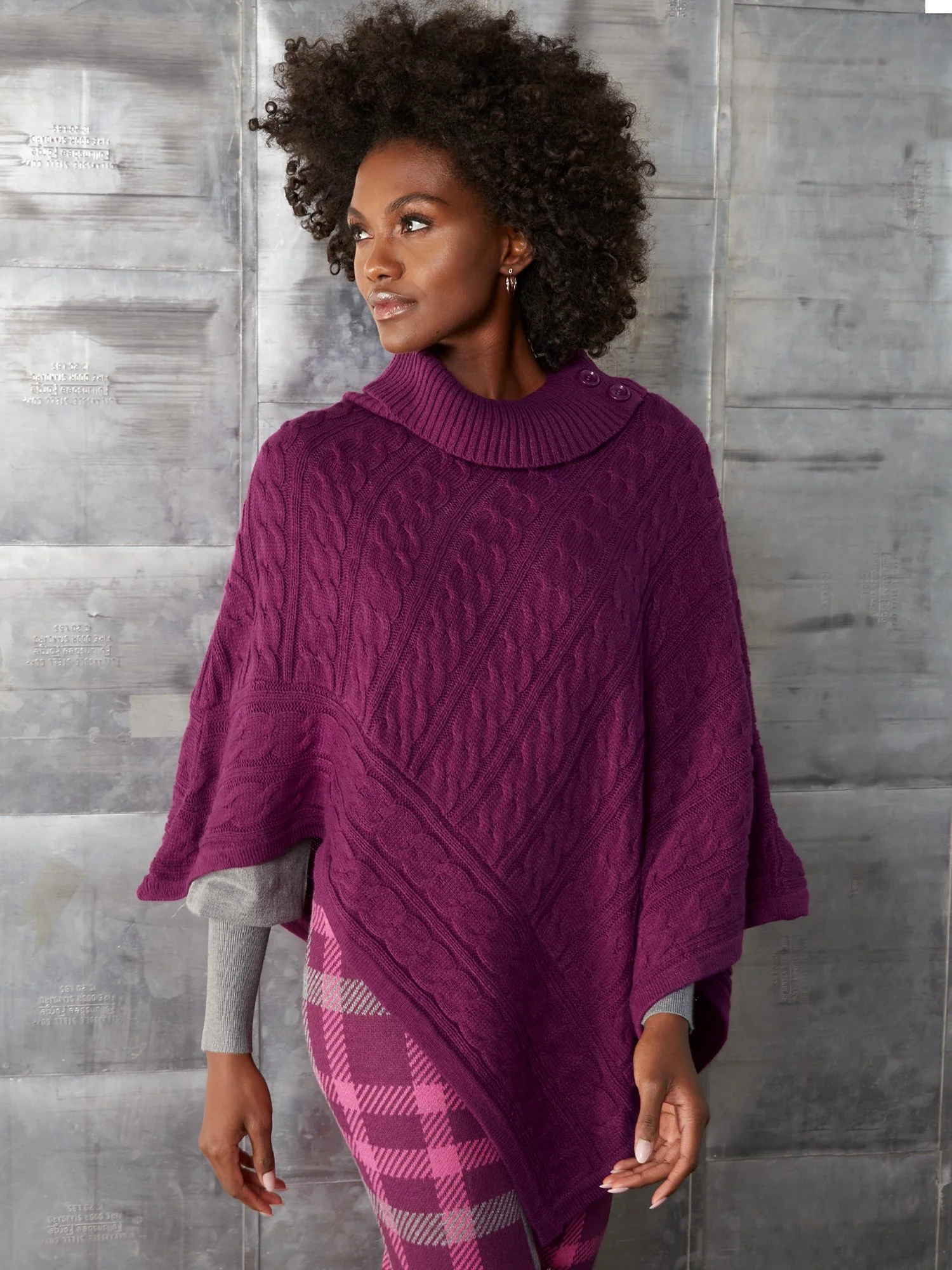 Cable-Knit Button-Detail Cape - Image 6