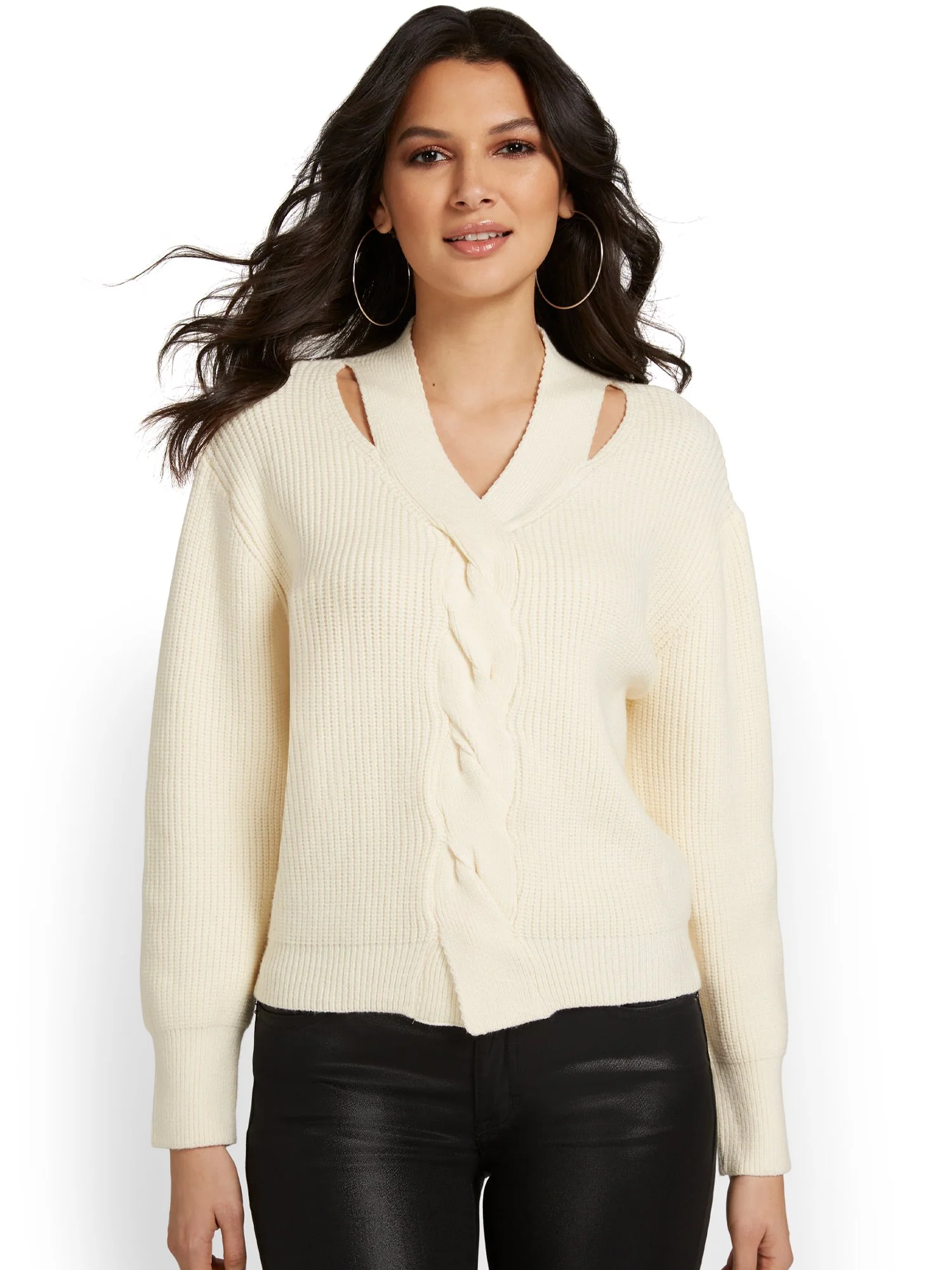 Lumiere Cable-Knit Cut-Out Sweater - Brands We Love - Image 2