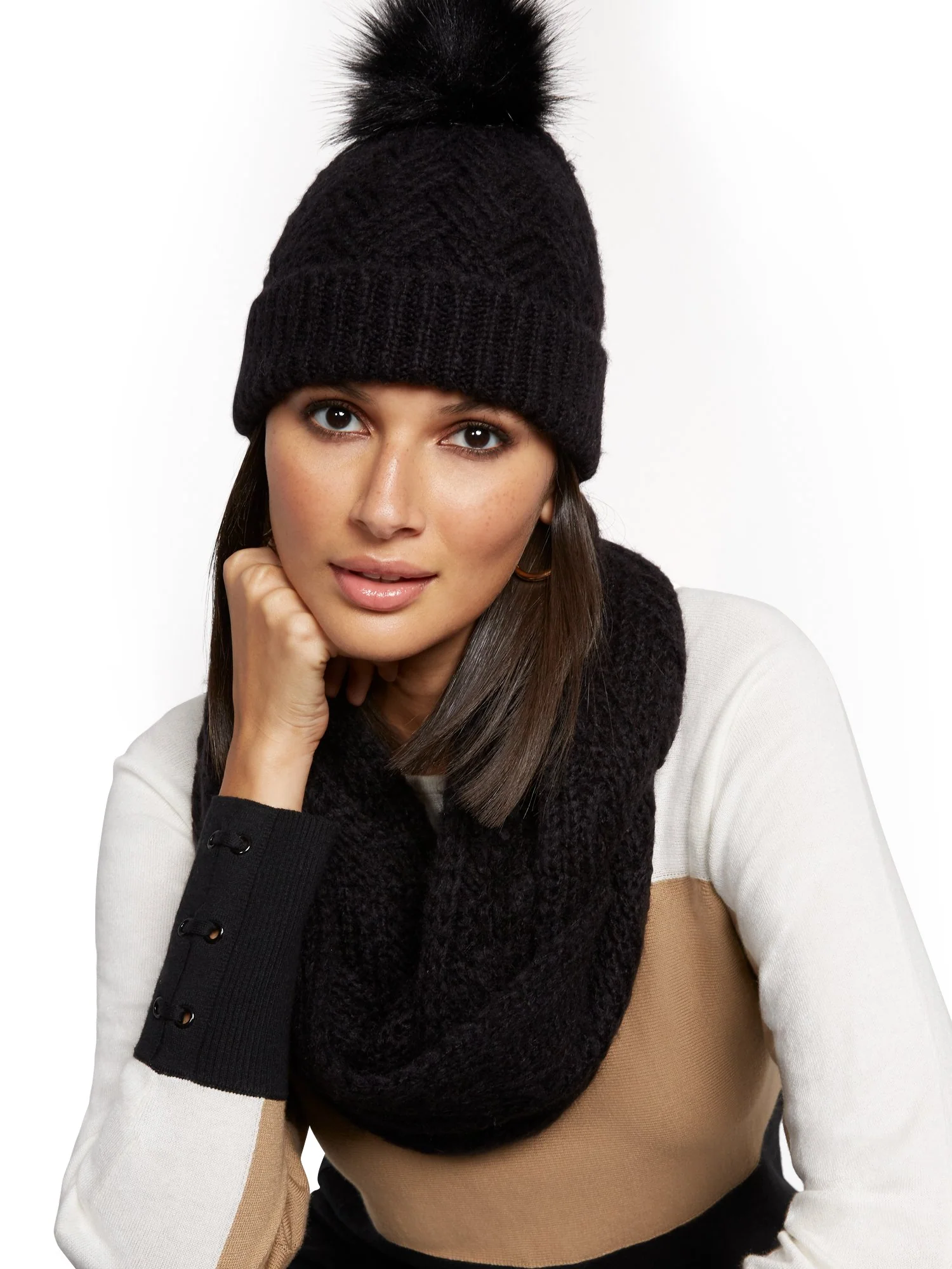 Cable-Knit Pom-Pom Hat - Image 3