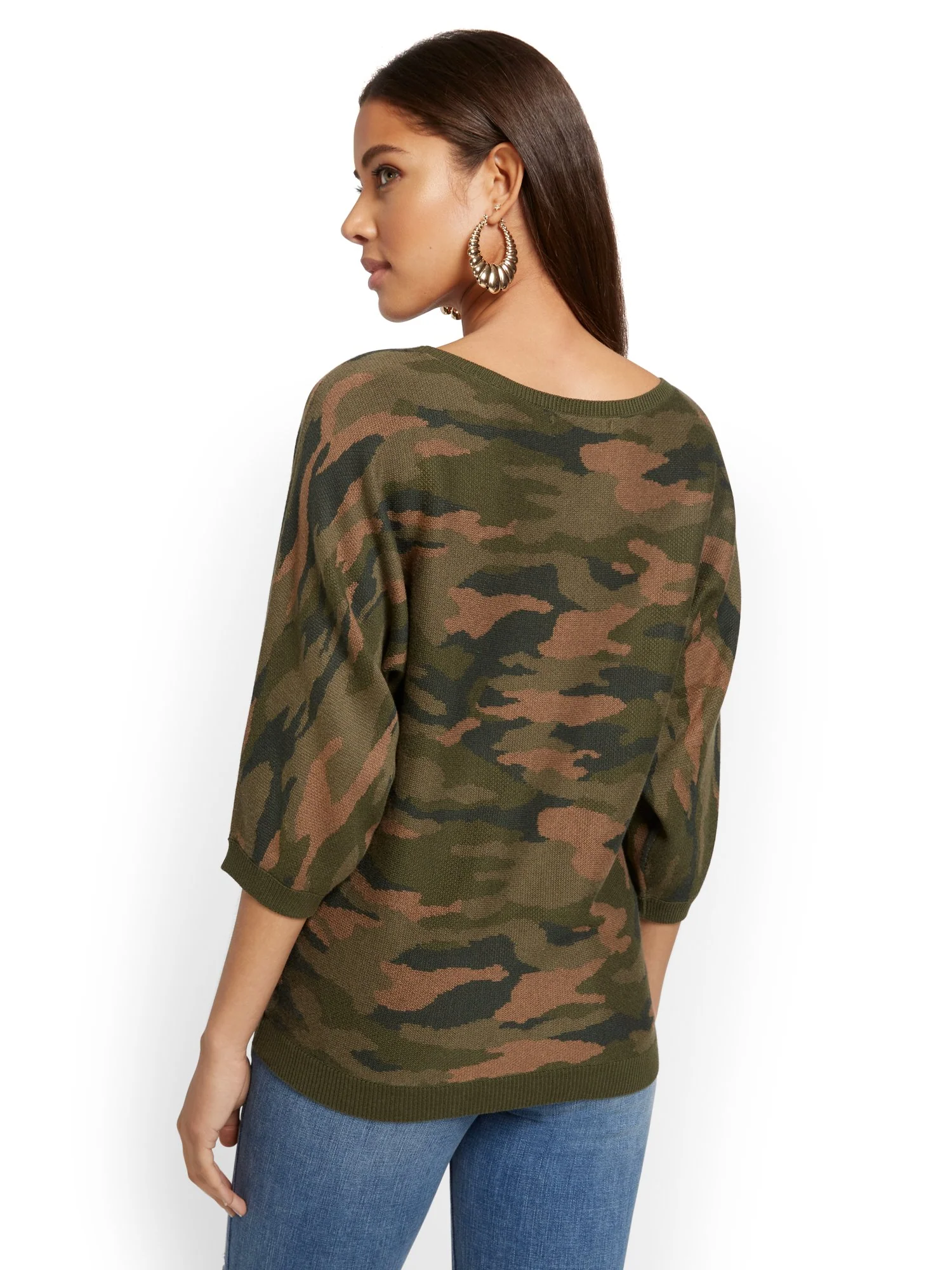 Camo-Print Easy Dolman Sweater - Image 3