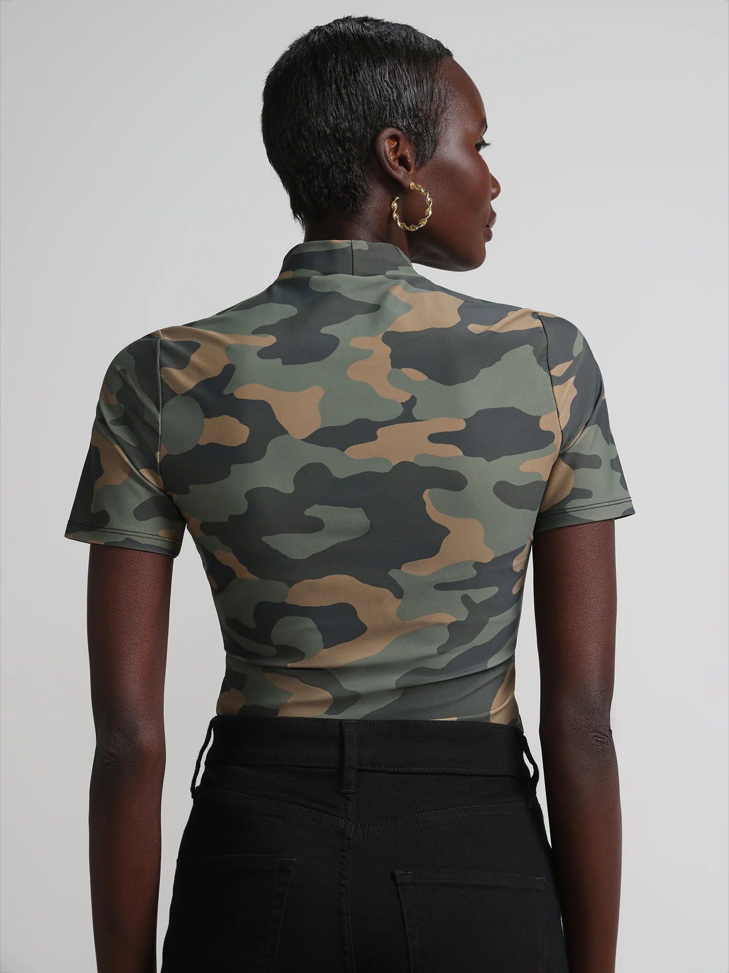 Camouflage Mock-Neck Scuba Bodysuit - Image 3