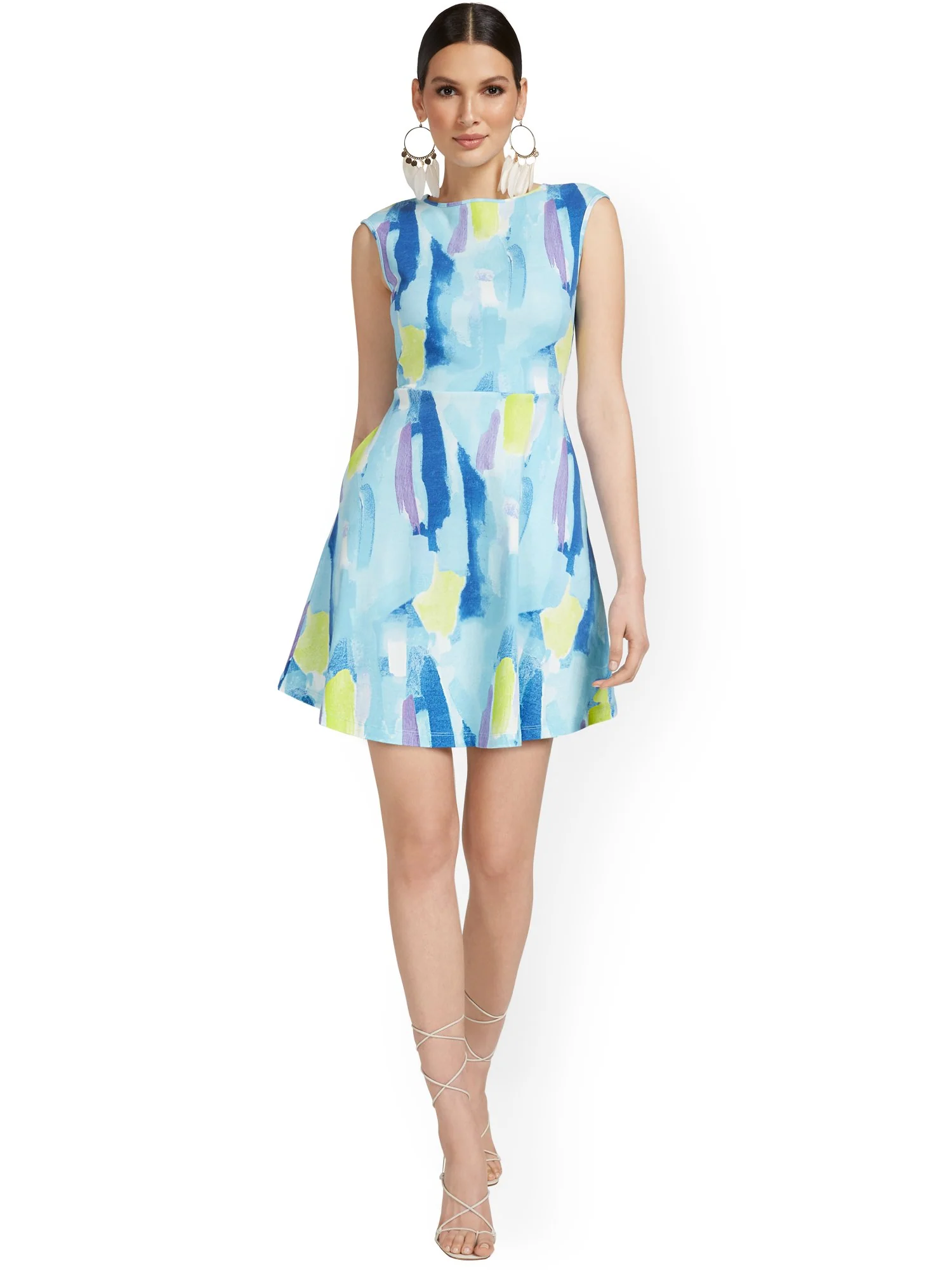 Cap-Sleeve Watercolor Mini Dress - City Knits - Image 6