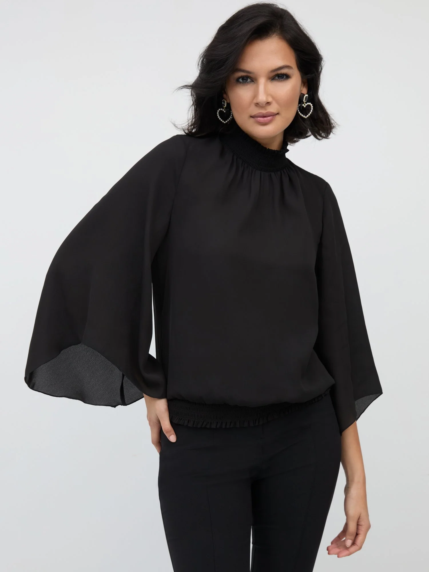 Cape-Sleeve Mock-Neck Blouse - Image 2