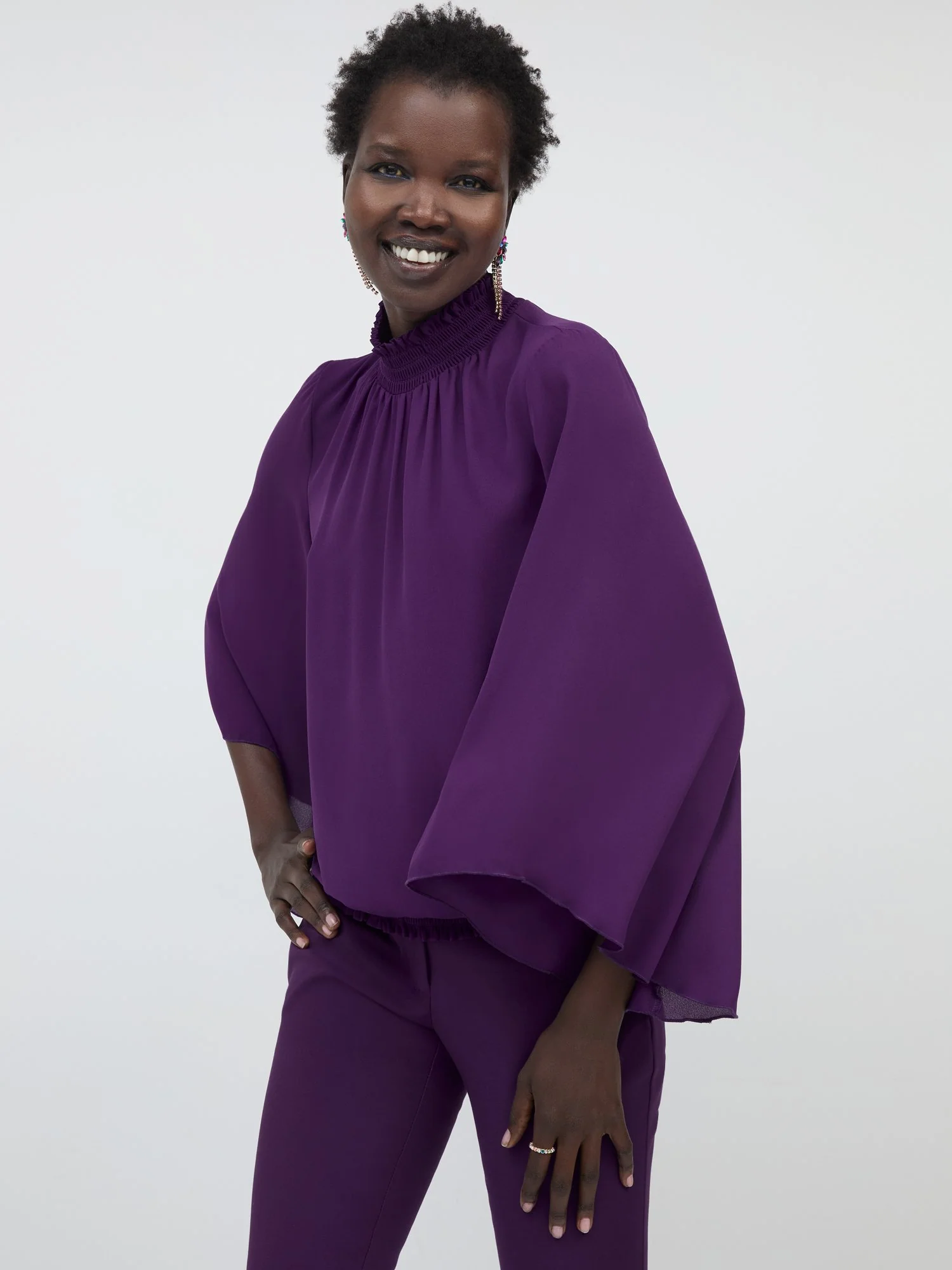 Cape-Sleeve Mock-Neck Blouse - Image 7
