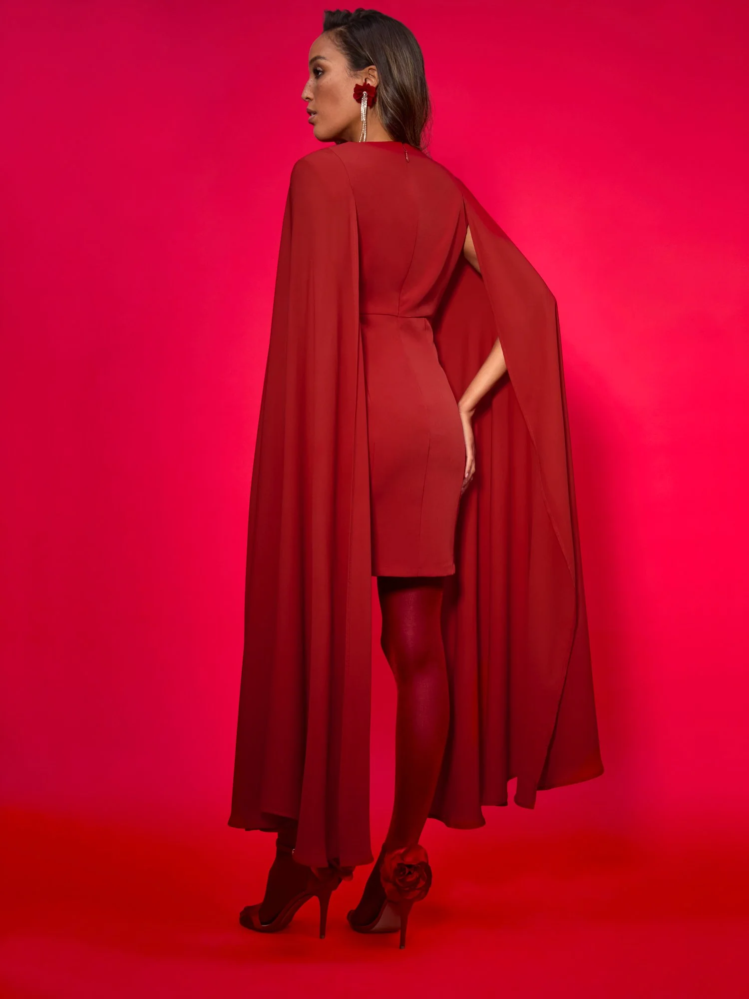 Cape-Sleeve Sheath Dress - Image 3