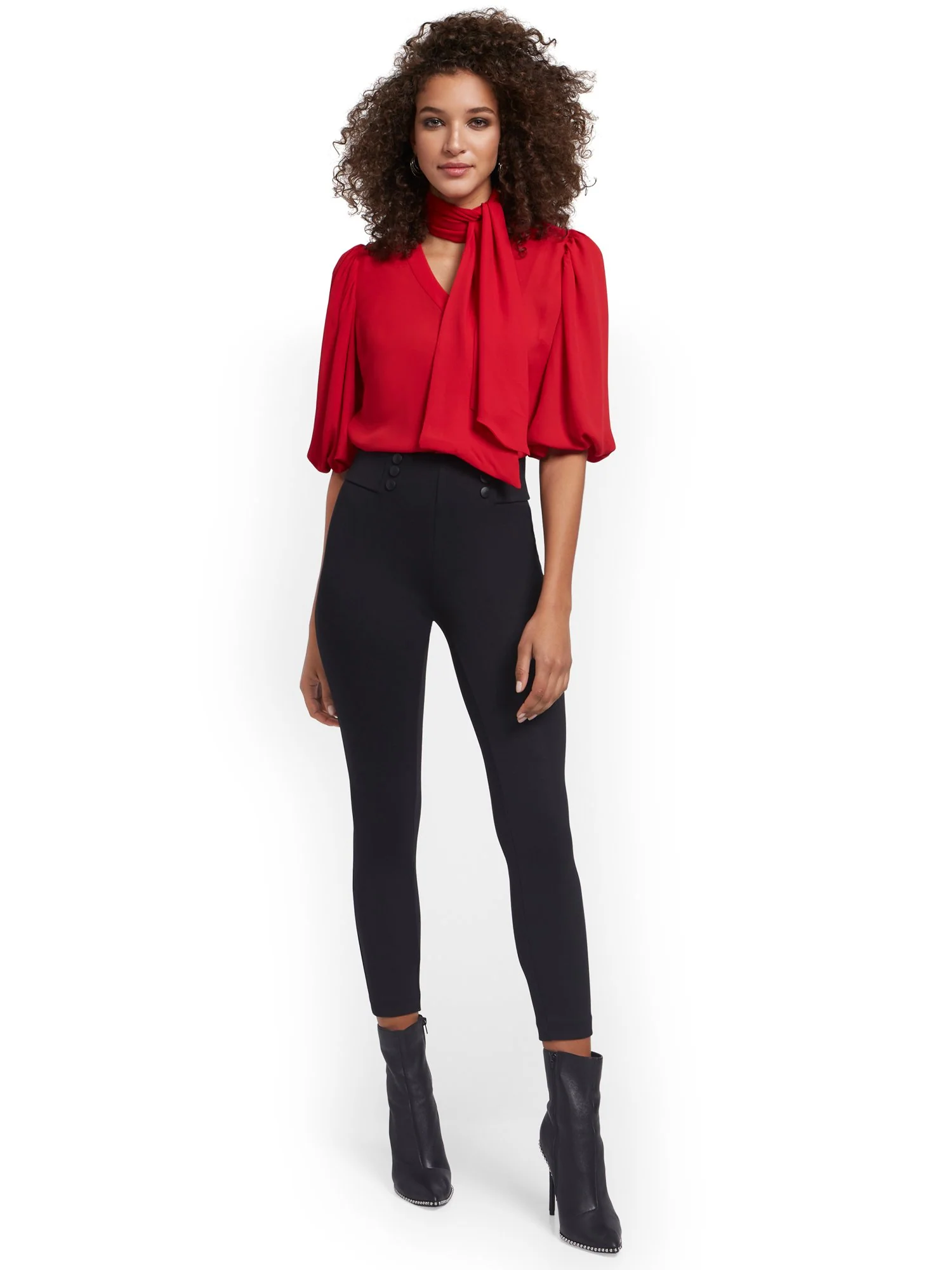 Carrie Button-Front Pull-On Ankle Pant - Image 4