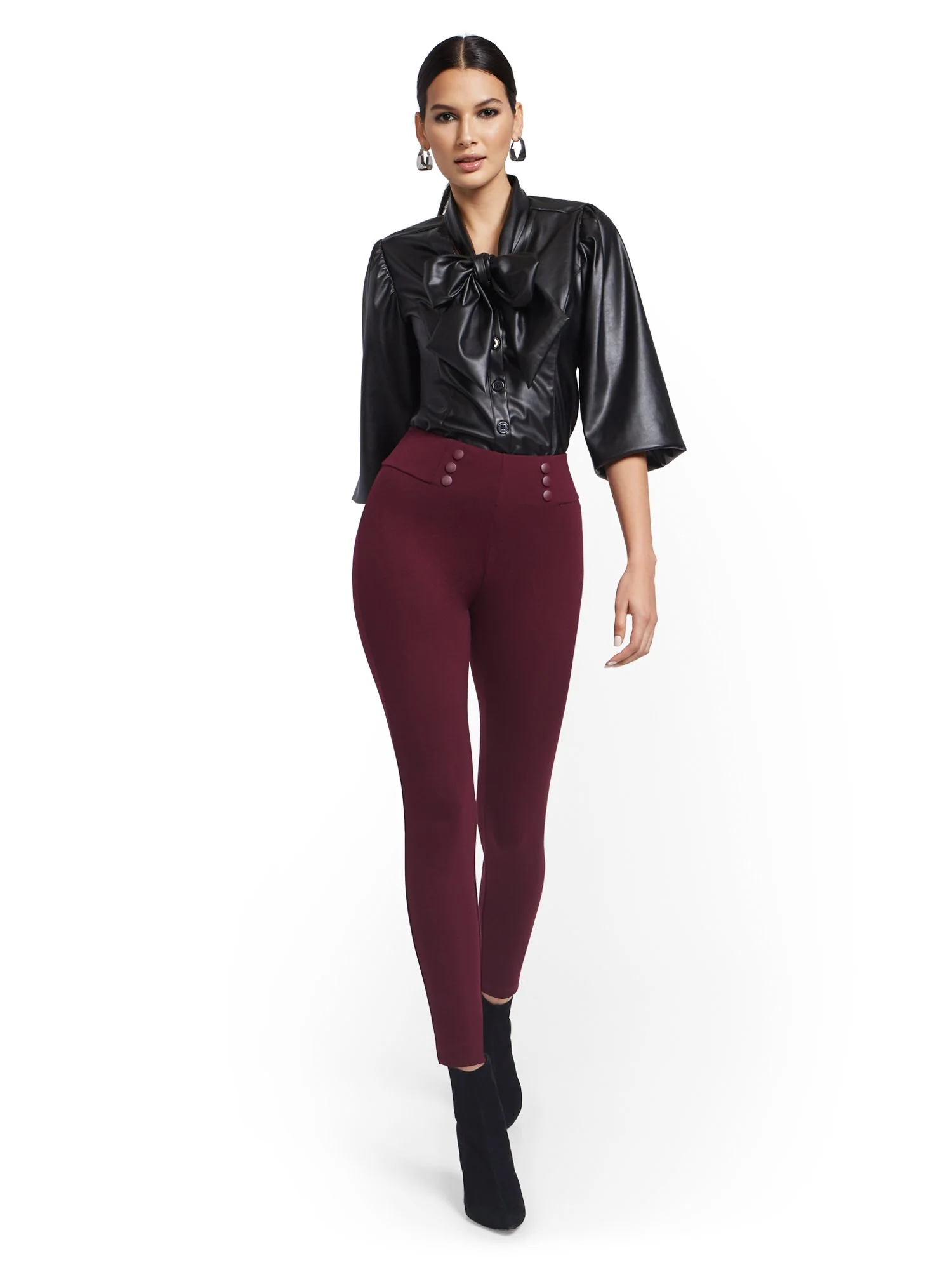 Carrie Button-Front Pull-On Ankle Pant - Image 9