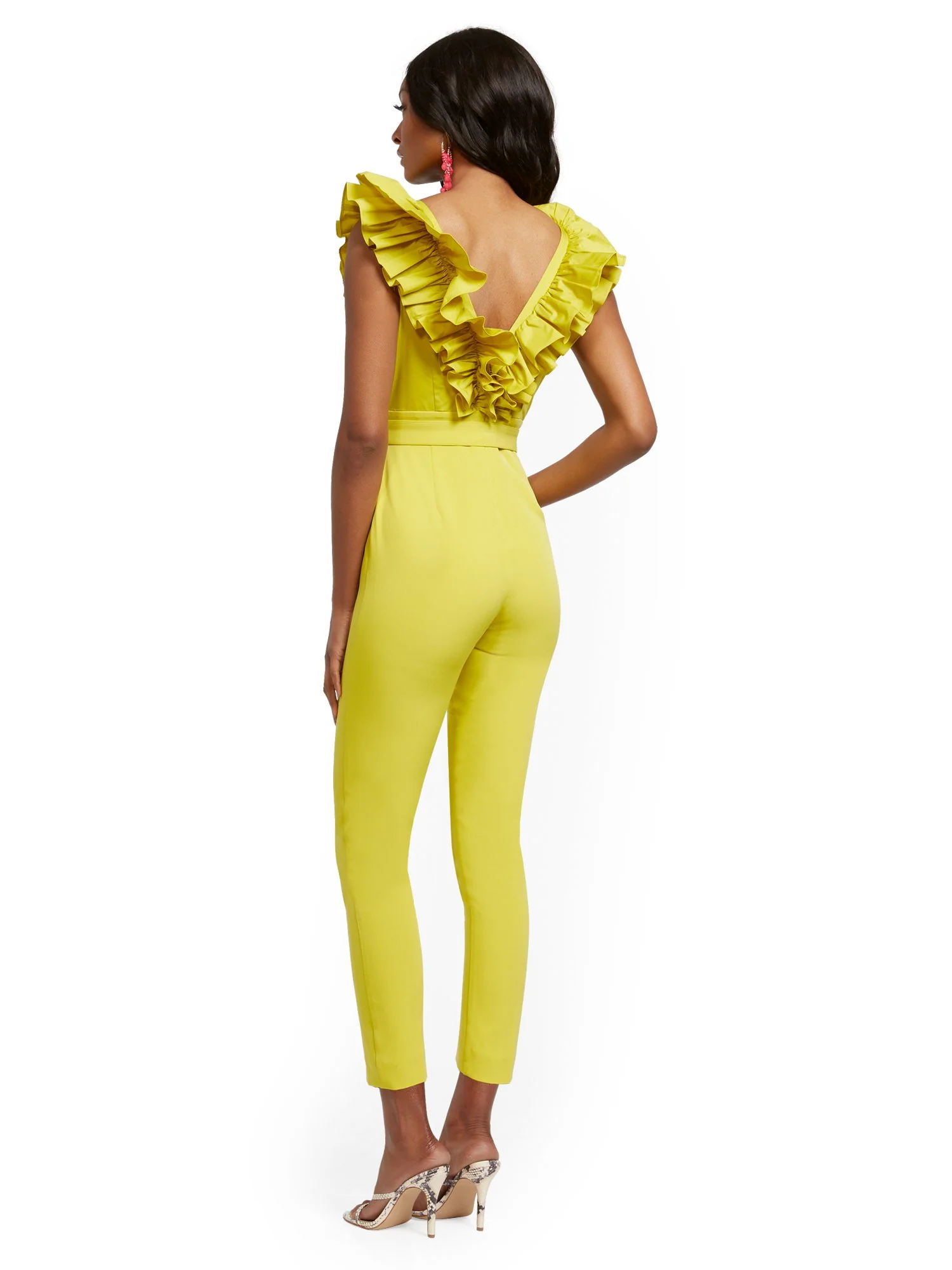 Chartreuse Ruffle Jumpsuit - Image 3
