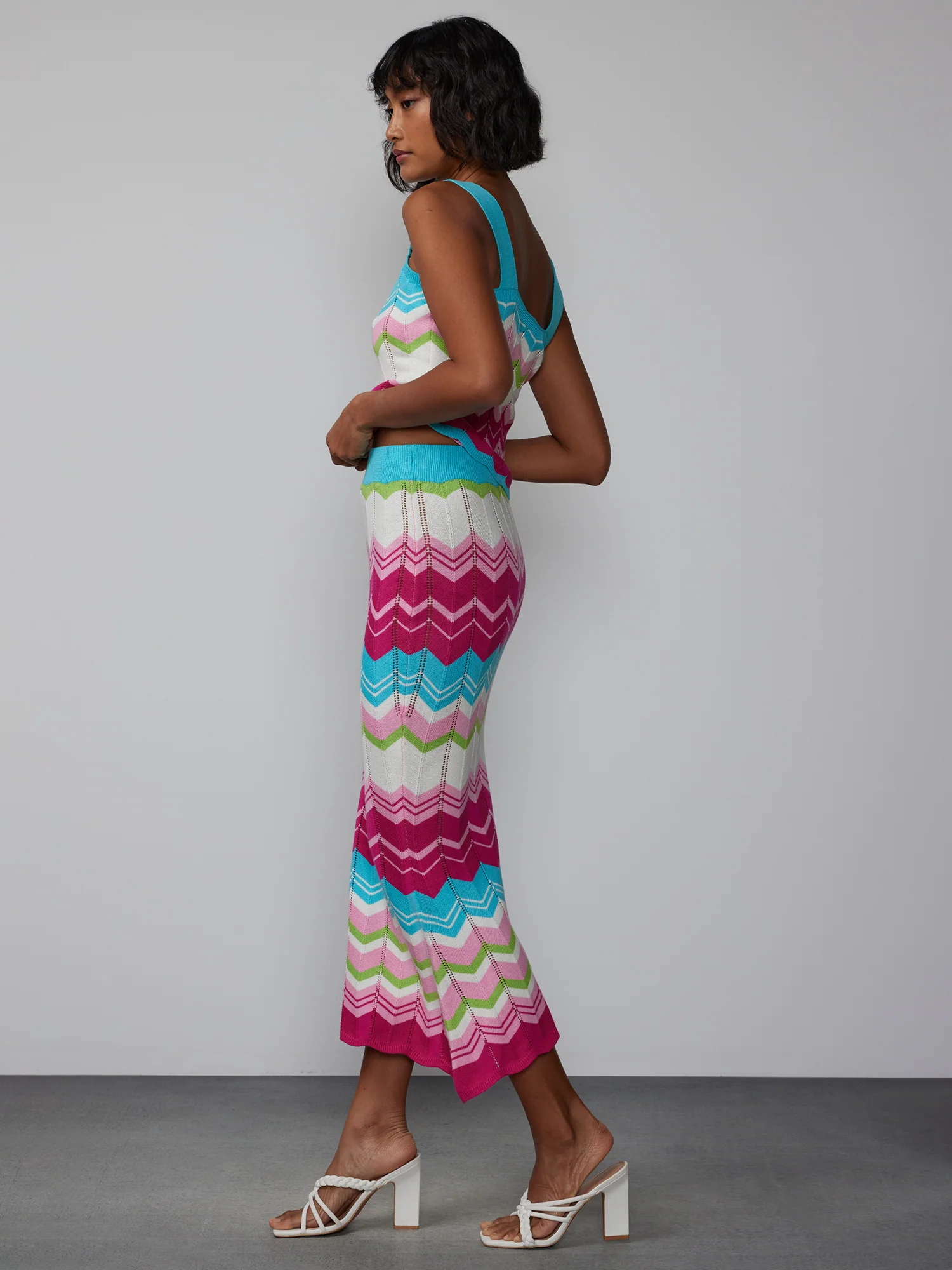 Chevron Flared Midi Skirt - Image 2
