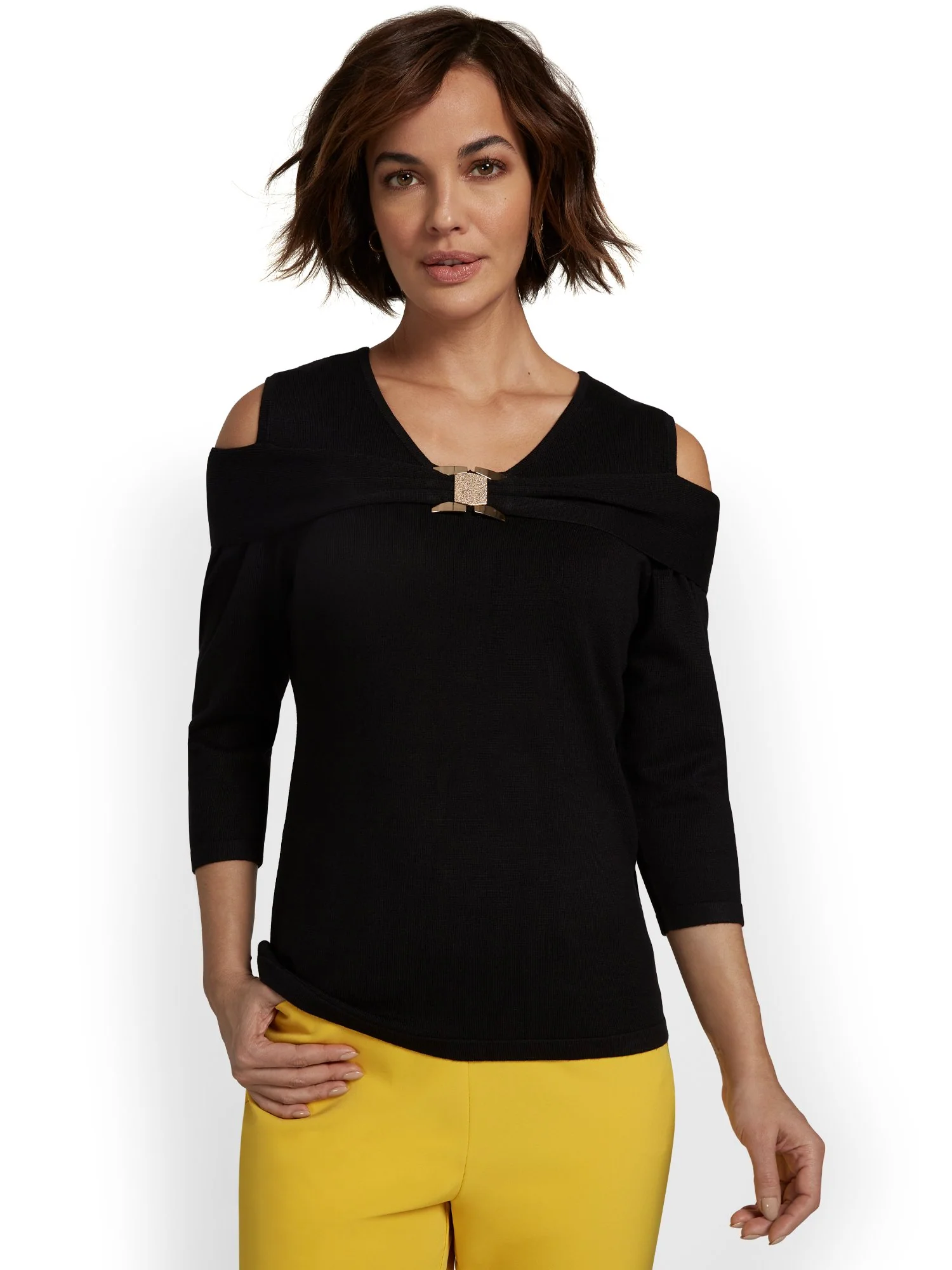 Cold-Shoulder Pullover Sweater - Image 2