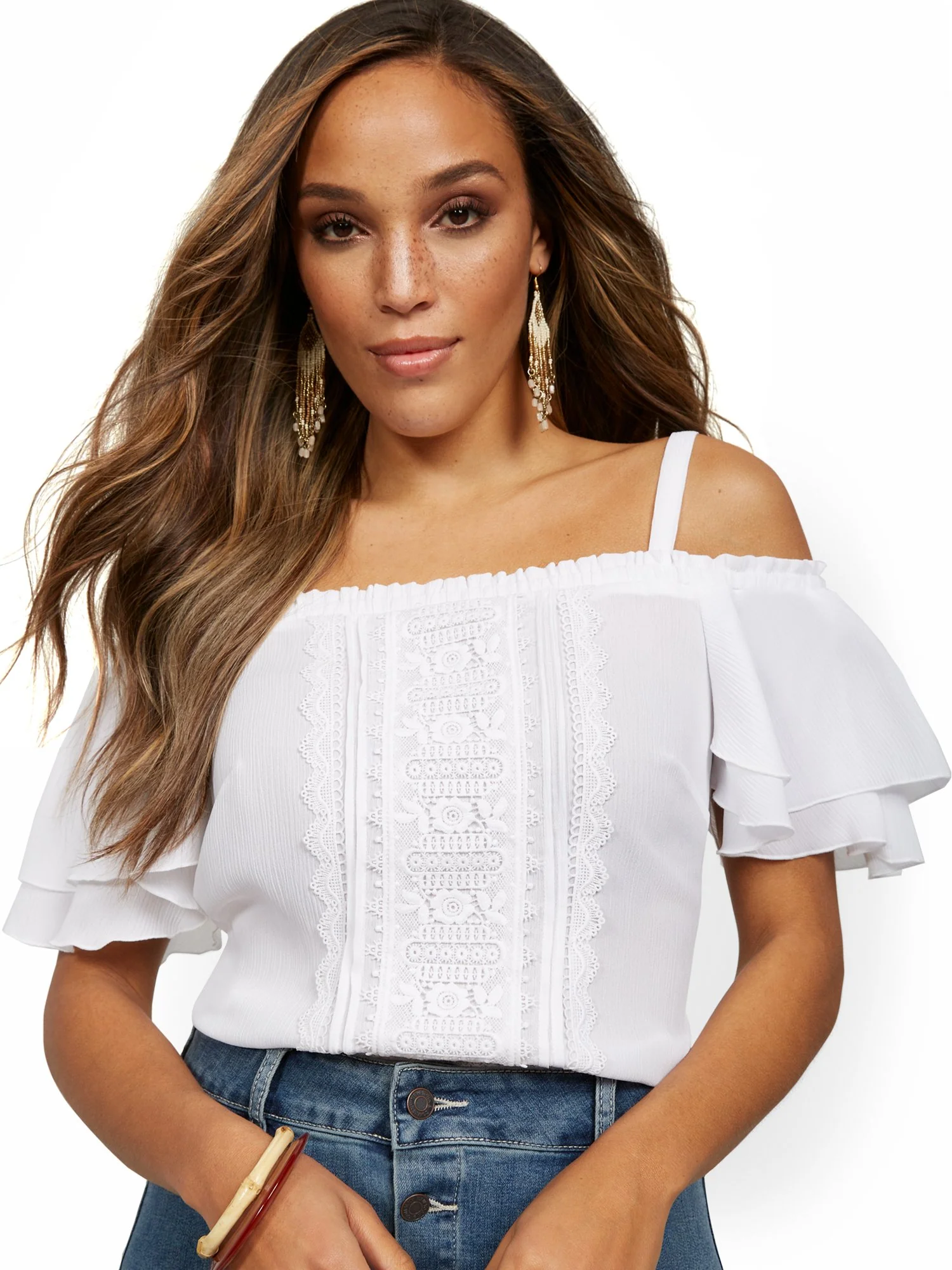 Cold-Shoulder Ruffle Blouse - Lily & Cali - Image 2