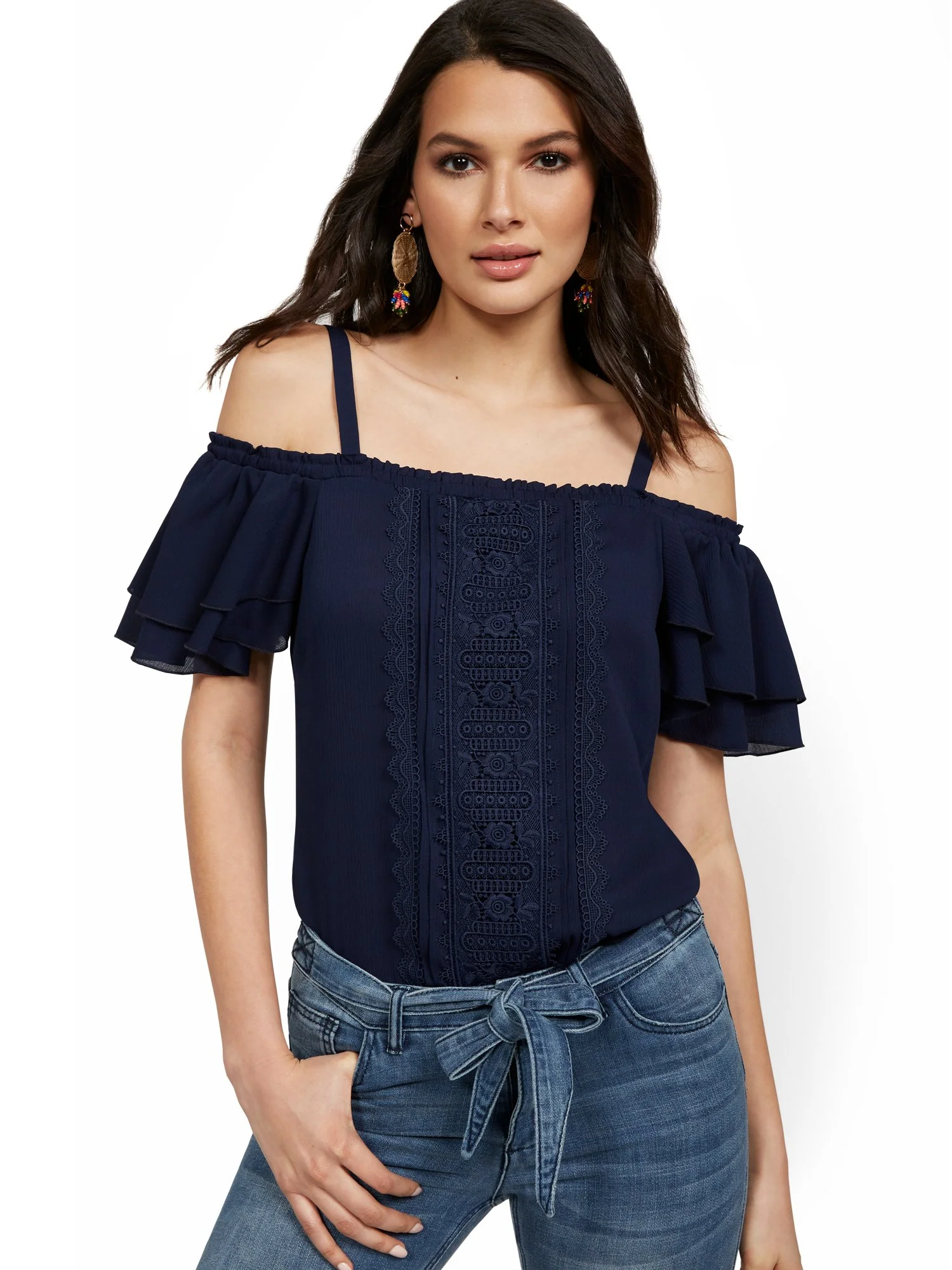 Cold-Shoulder Ruffle Blouse - Lily & Cali - Image 5