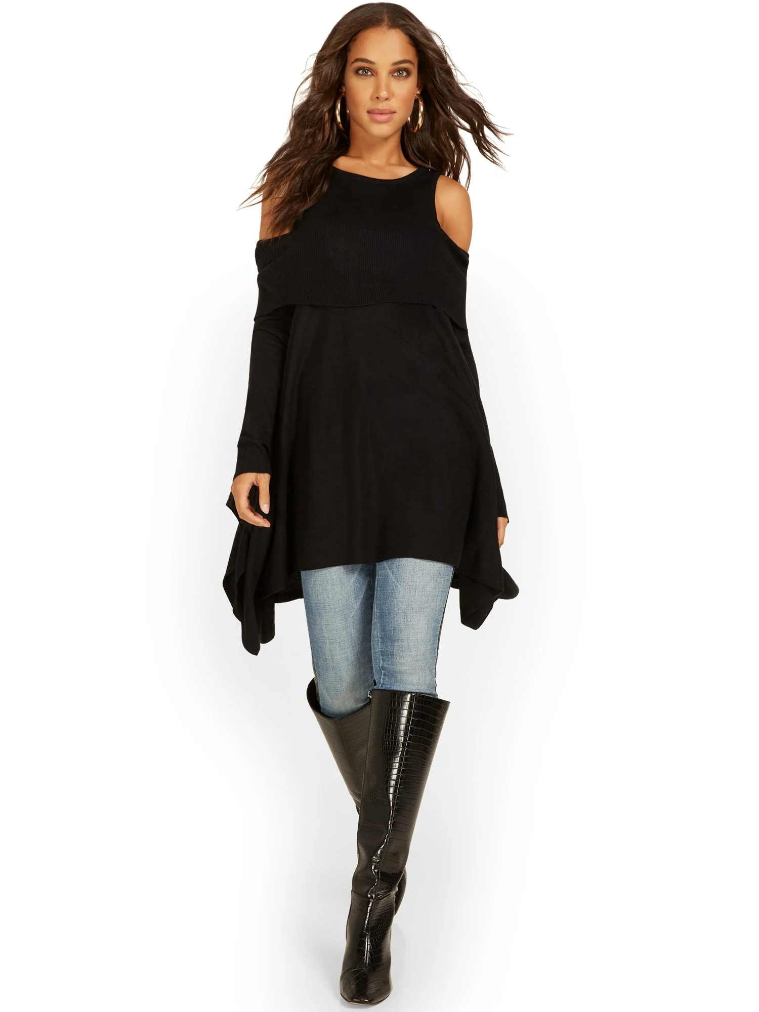 Cold-Shoulder Sharkbite Sweater - Image 4