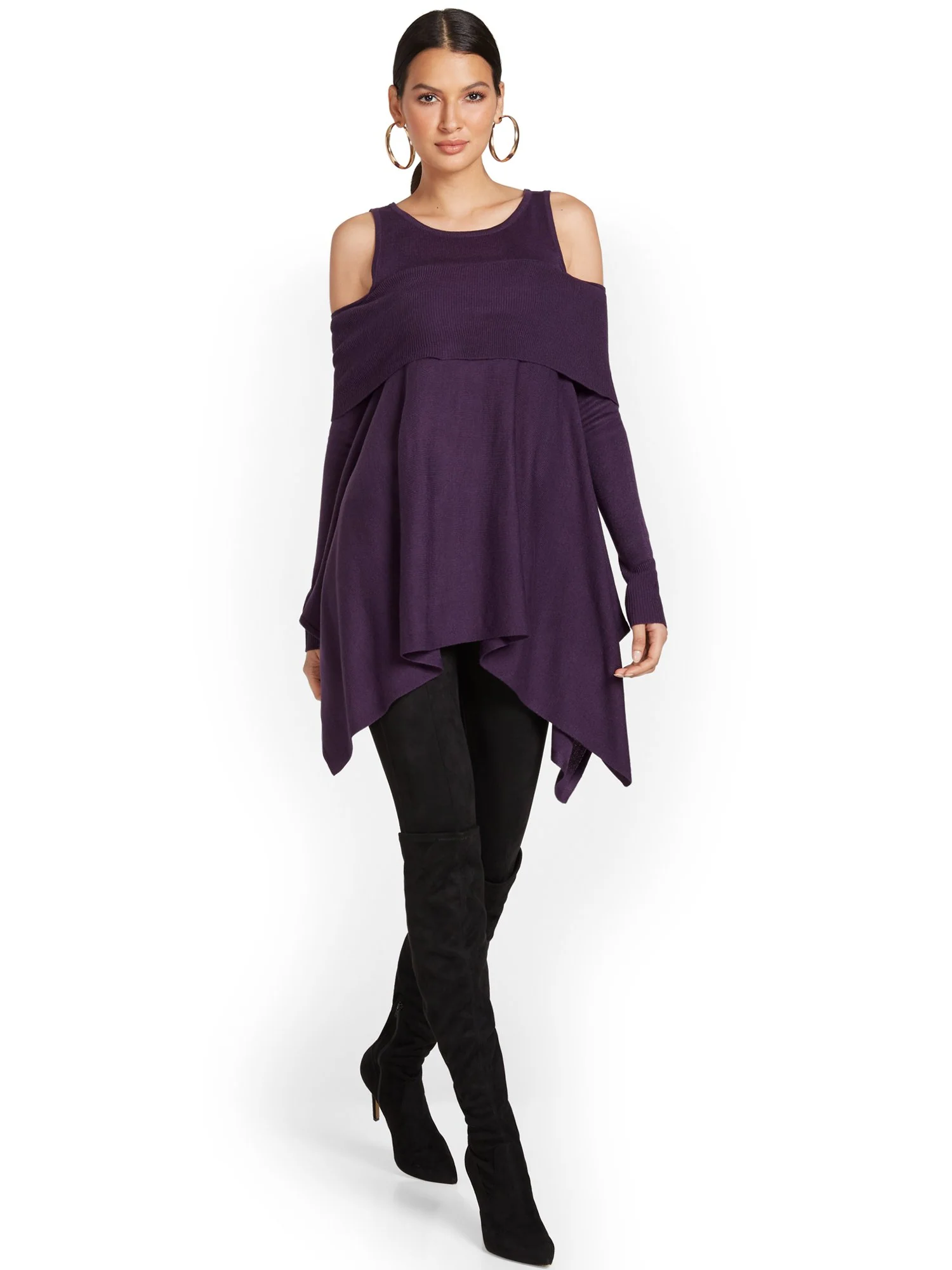 Cold-Shoulder Sharkbite Sweater - Image 9