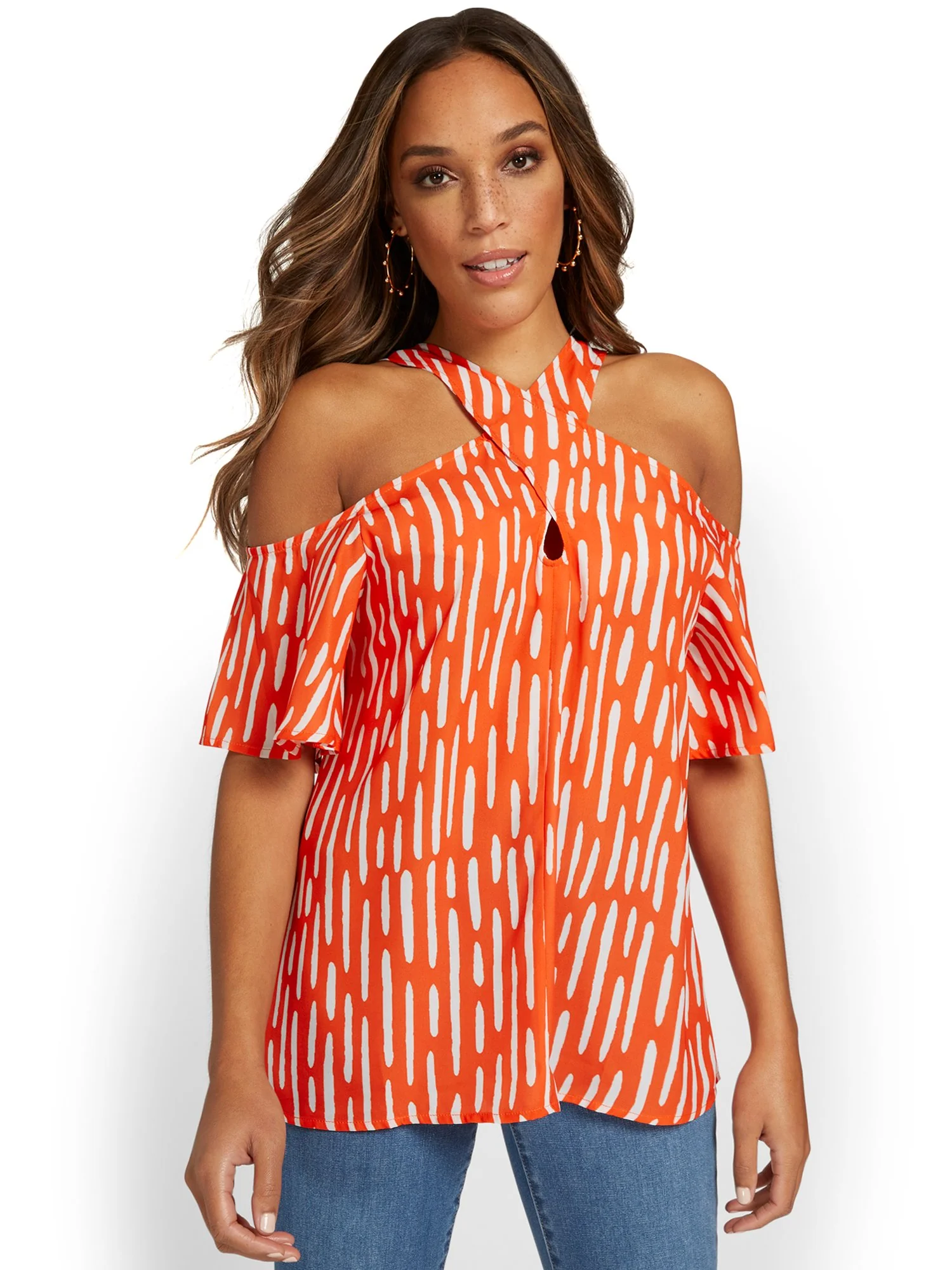 Cold-Shoulder Wrap Top - Image 2