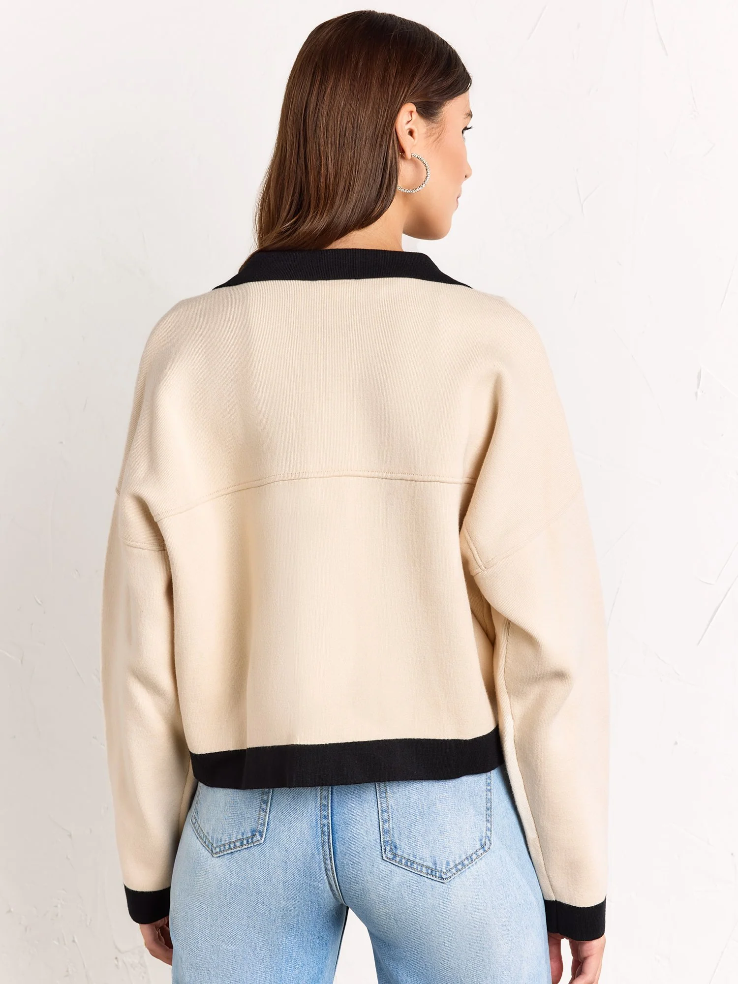 Aaron & Amber Collared Contrast Trim Knit Jacket - Brands We Love - Image 5