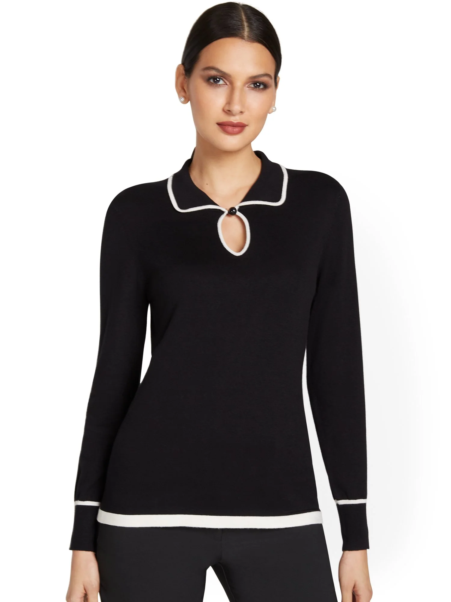 Collared Keyhole Sweater - Image 2