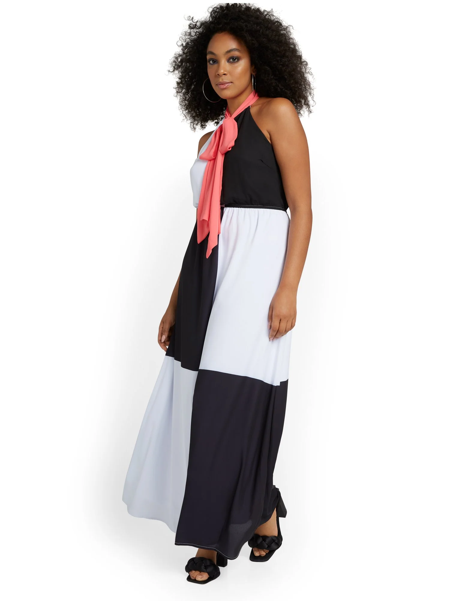 Colorblock Bow-Neck Maxi Dress - Image 2