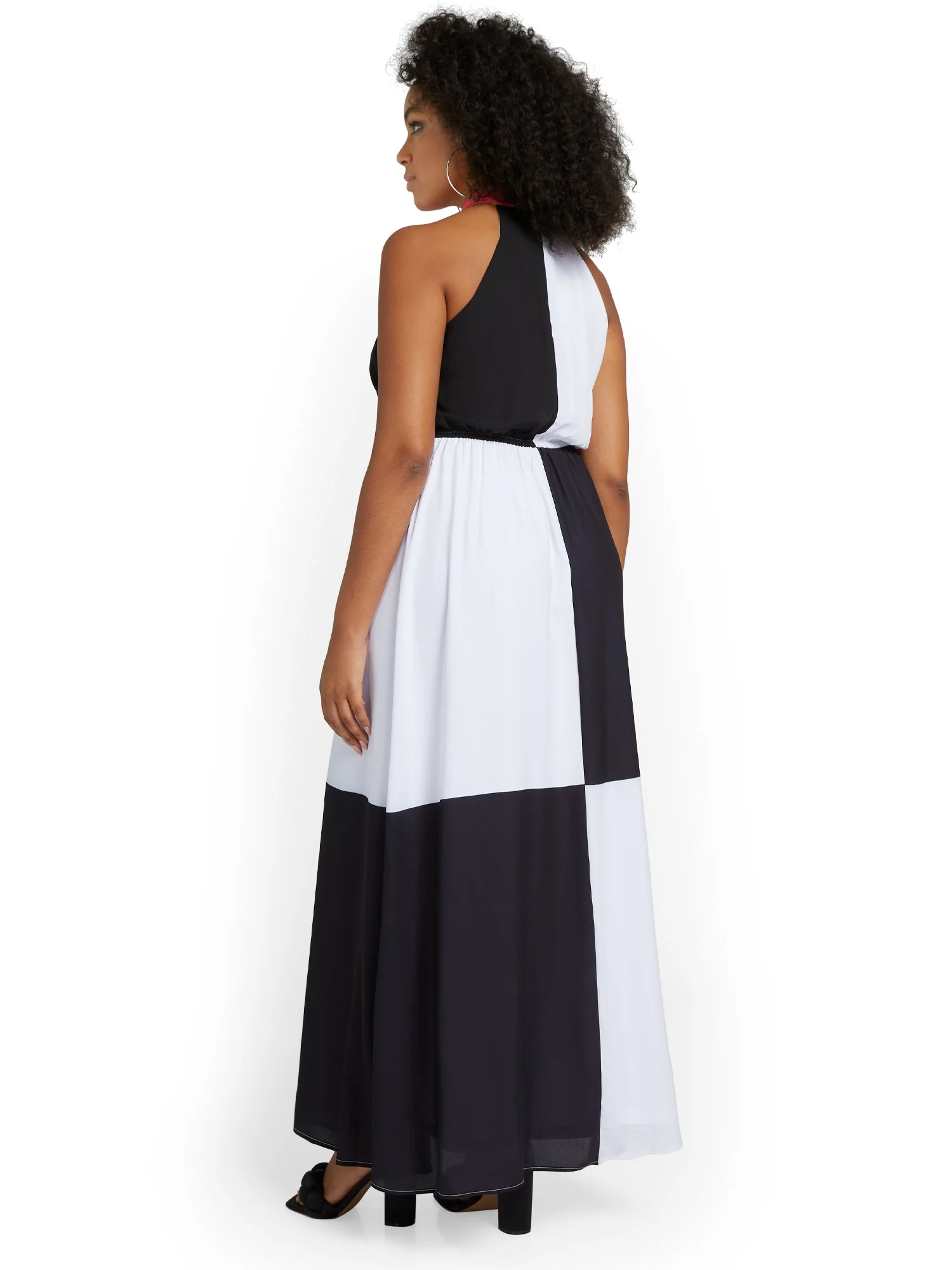 Colorblock Bow-Neck Maxi Dress - Image 3
