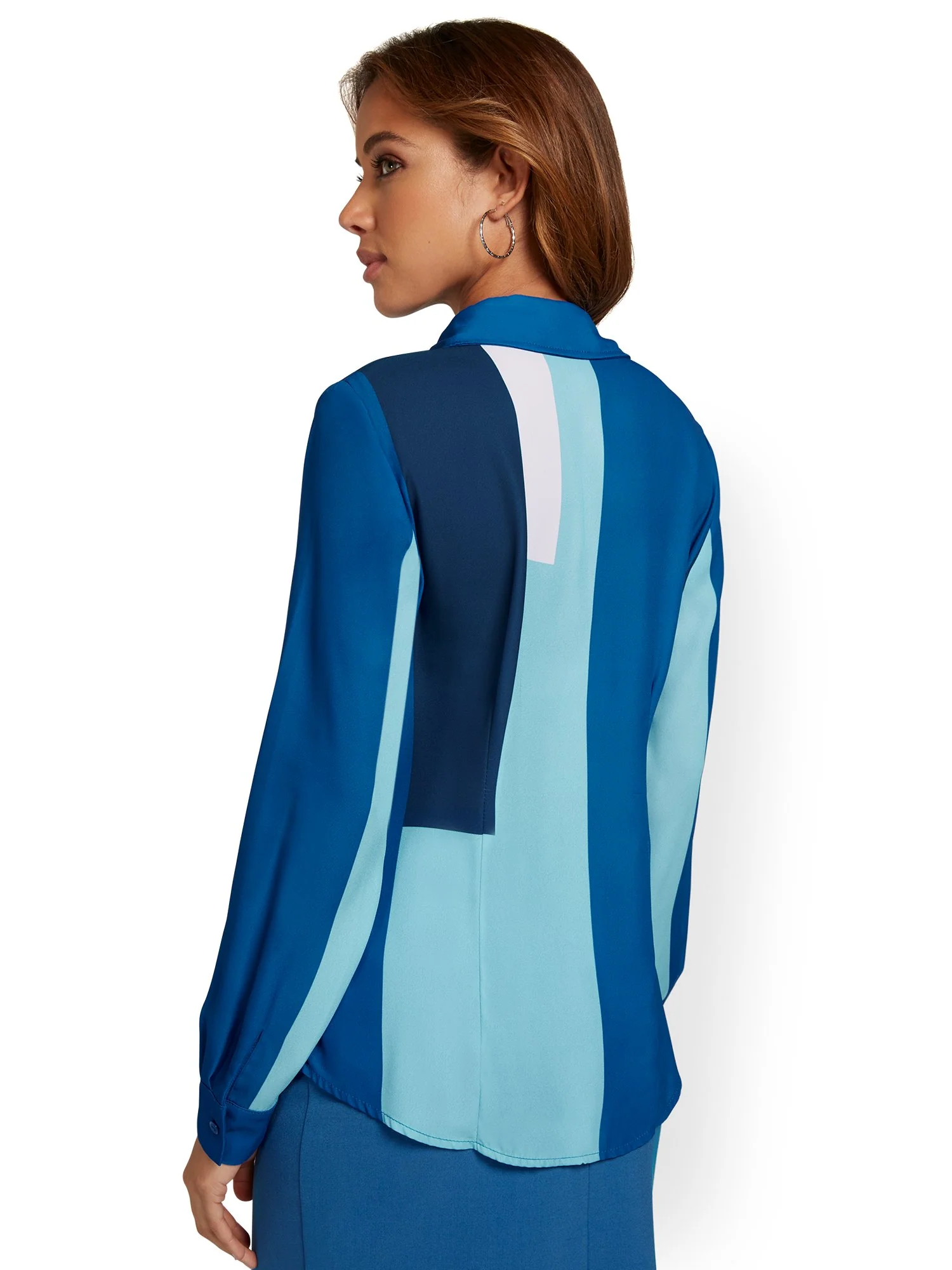 Colorblock Button-Front Blouse - Image 3