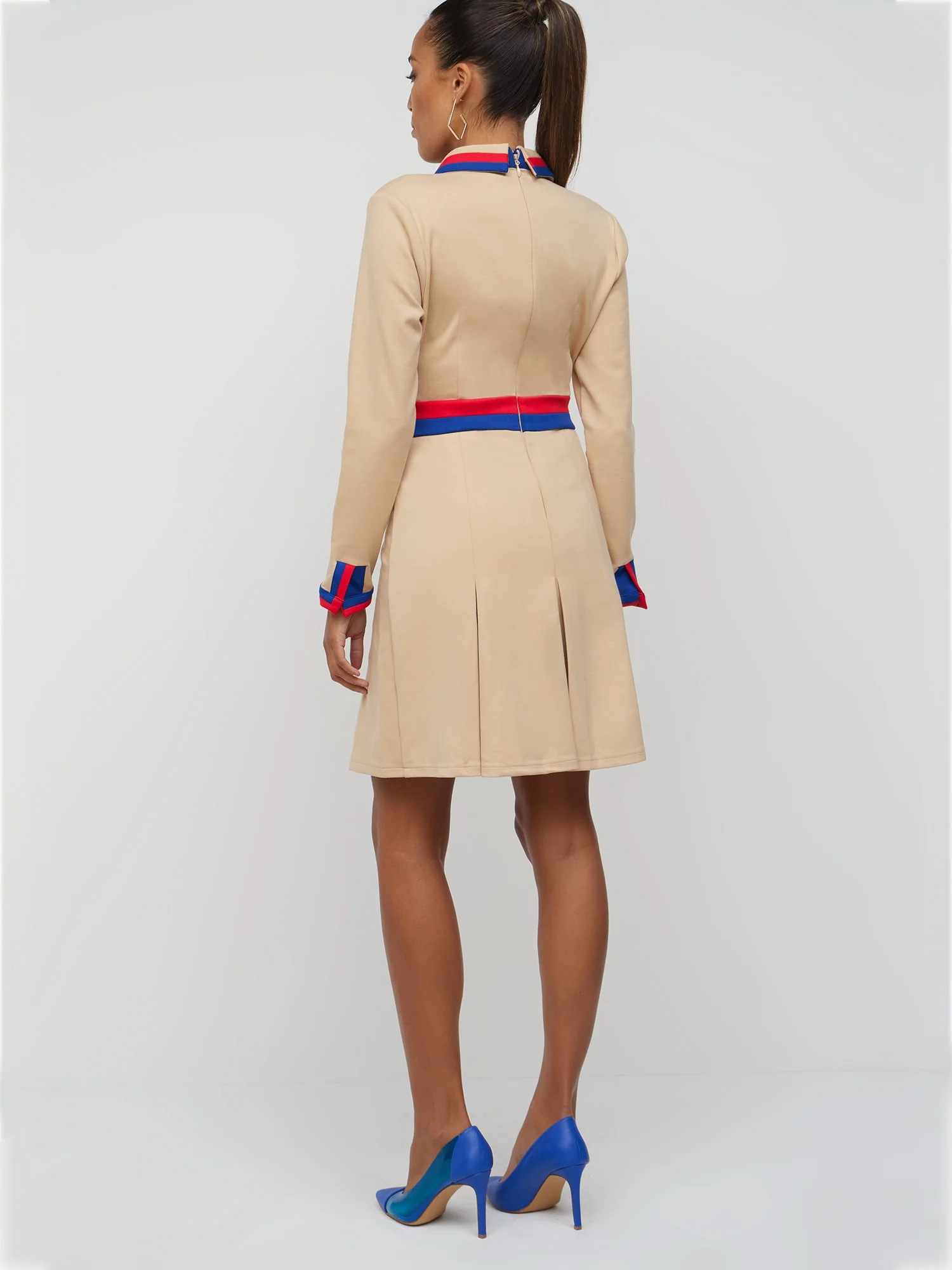 Colorblock Collared Flare Dress - Superflex - Image 2
