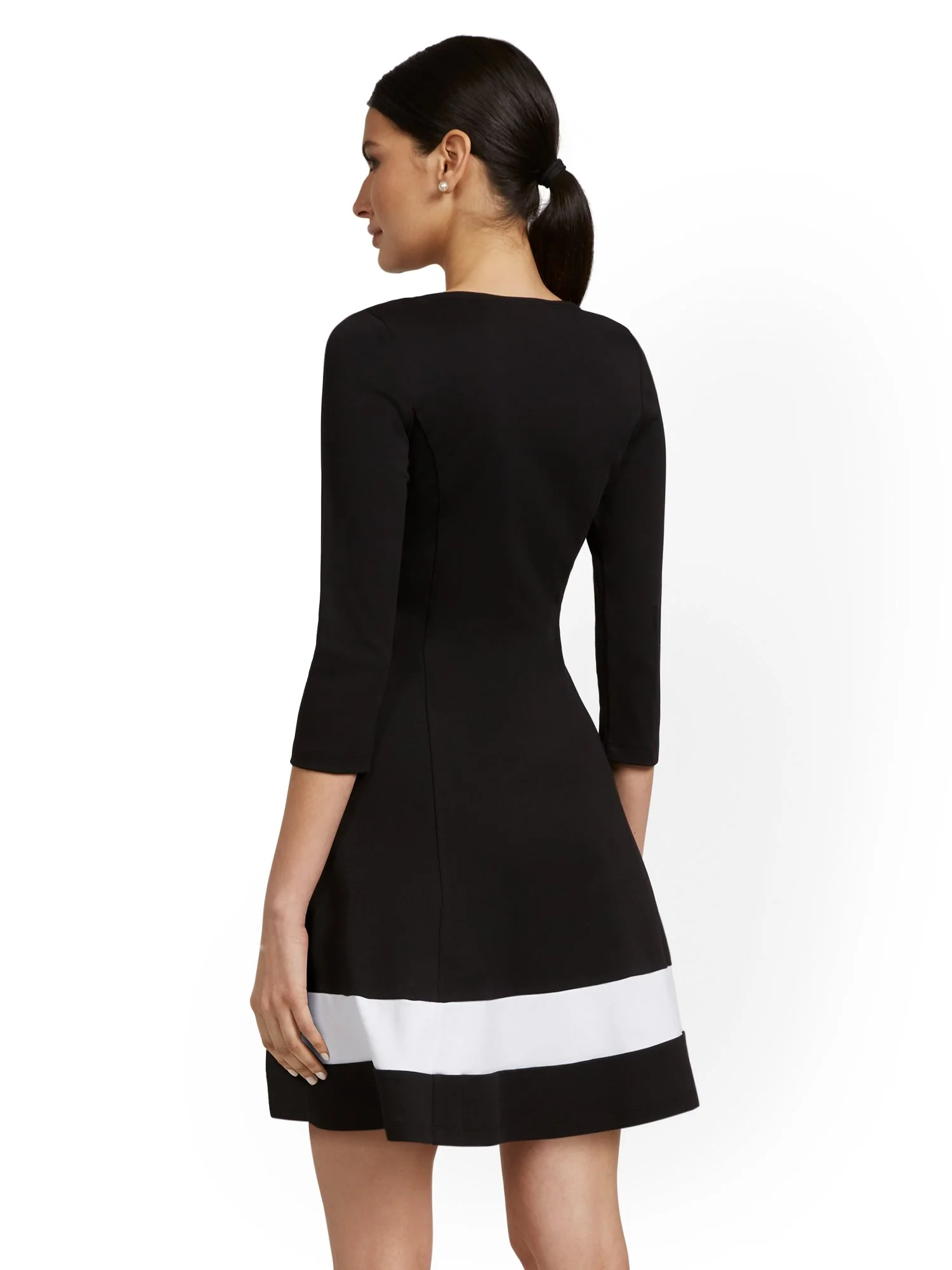 Colorblock Cotton Fit and Flare Dress - Image 3