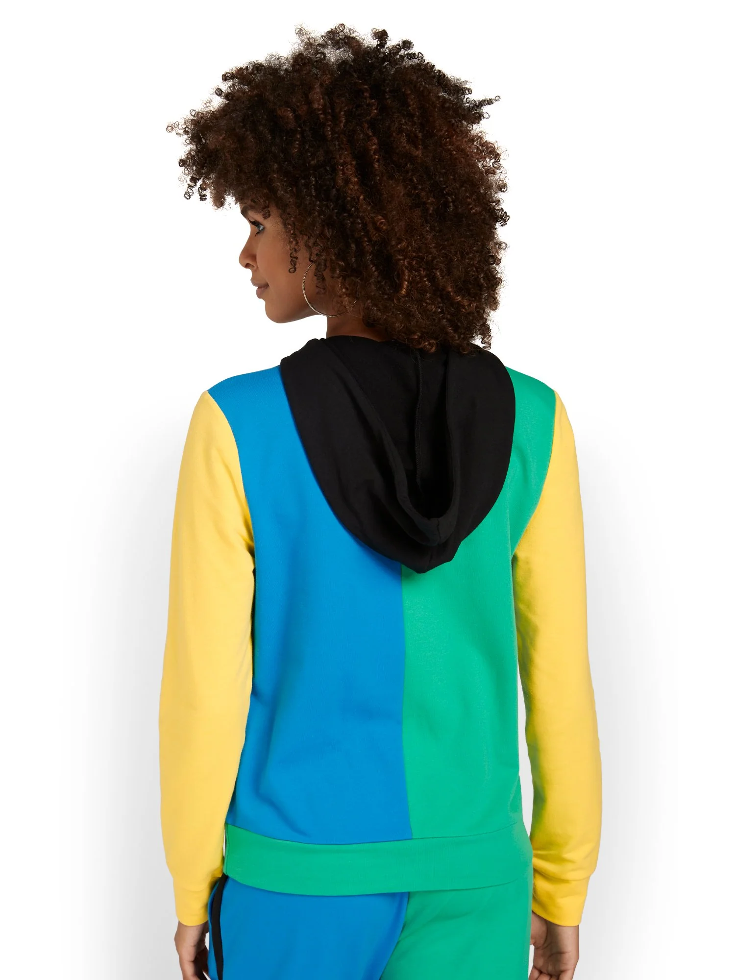 Colorblock Cut-Out French Terry Hoodie - Multicolored - Image 3