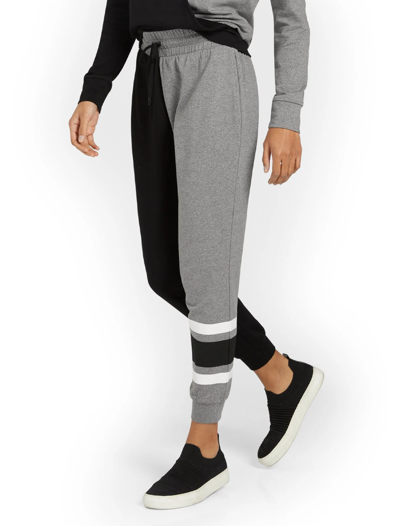 Colorblock French Terry Jogger Pant - Black & Grey - Image 2