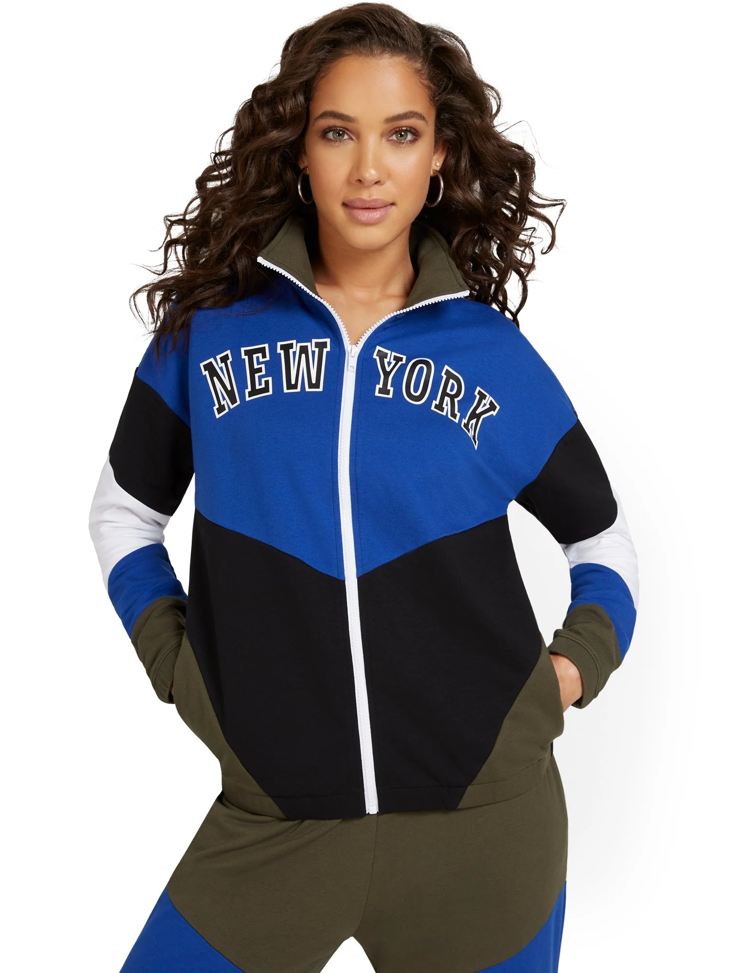 Colorblock French Terry Zip-Front Jacket - Image 4
