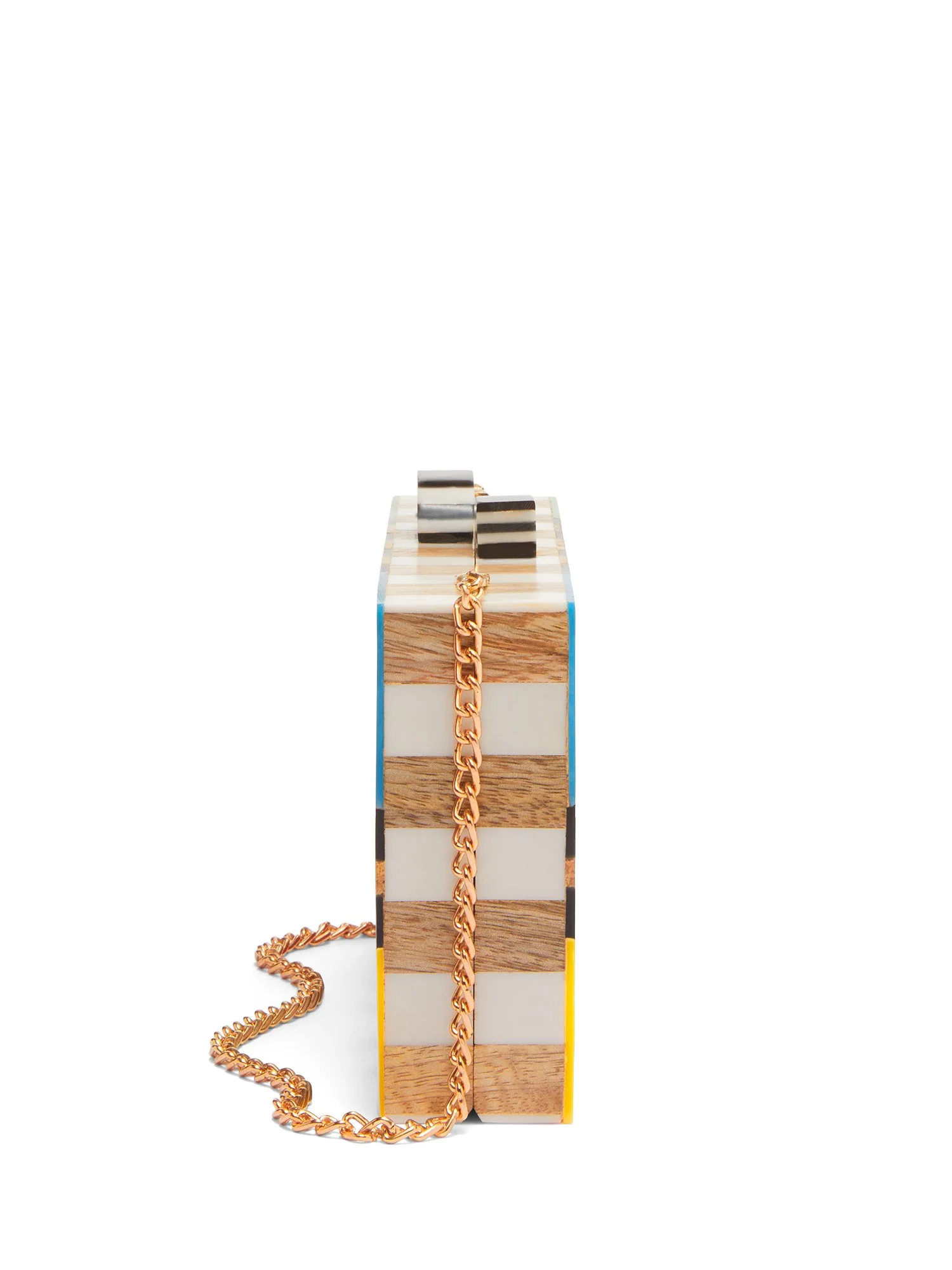Colorblock Inlay Wooden Box Clutch - Image 3