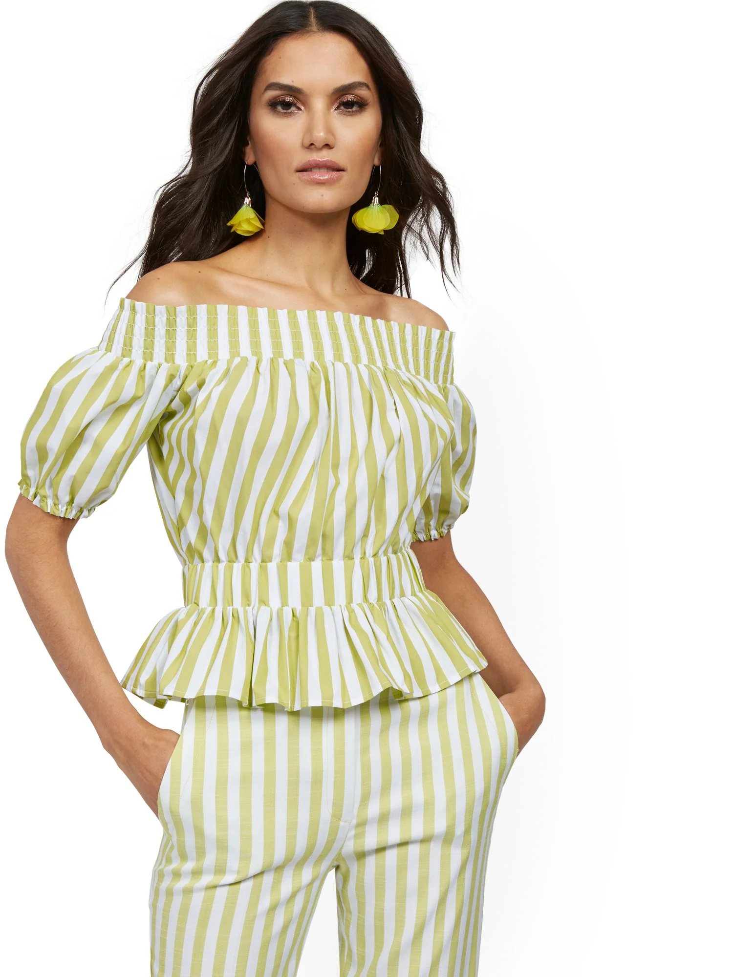 Colorblock Off-The-Shoulder Poplin Top - Image 6
