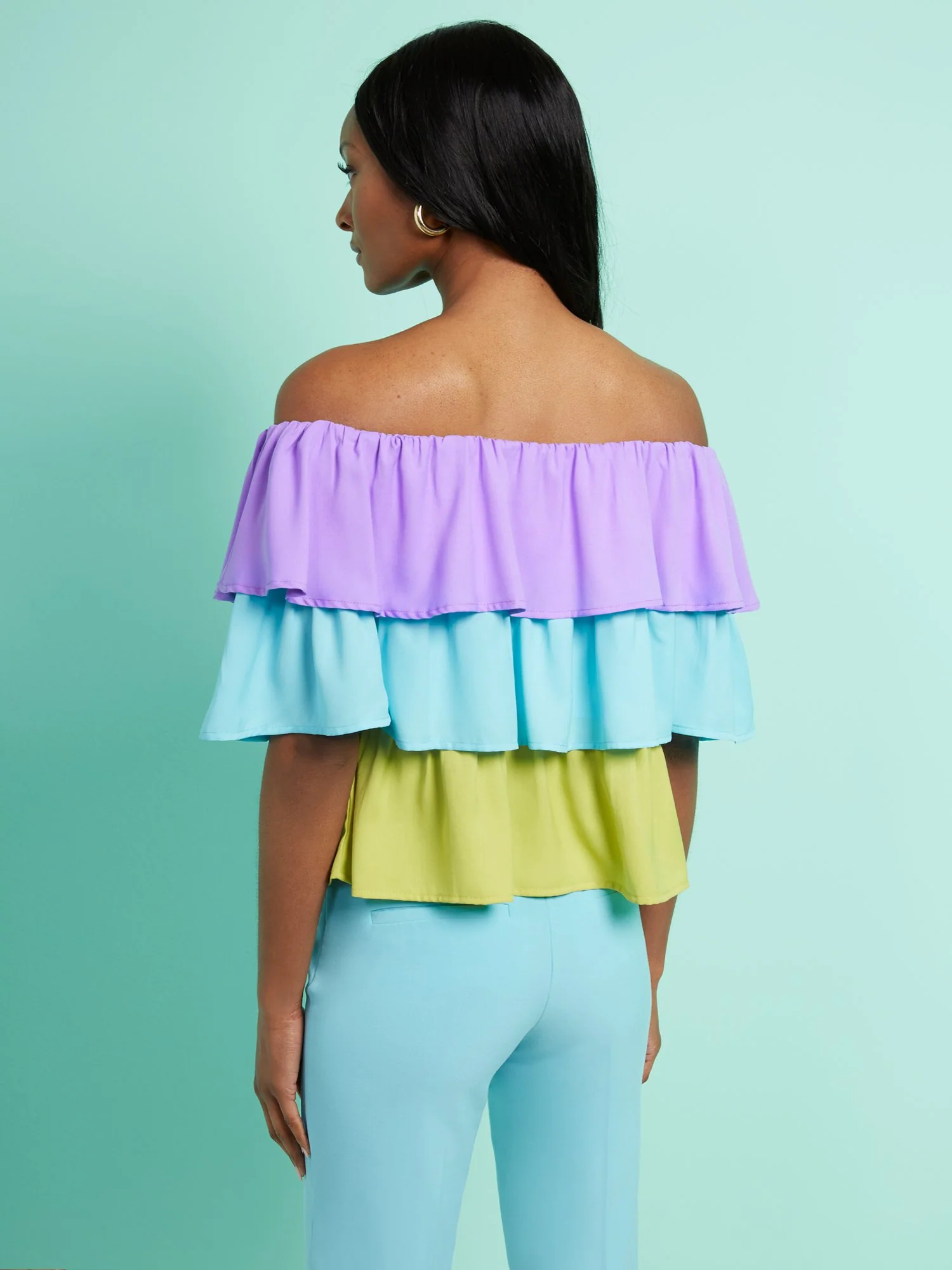 Colorblock Off-The-Shoulder Top - Image 3