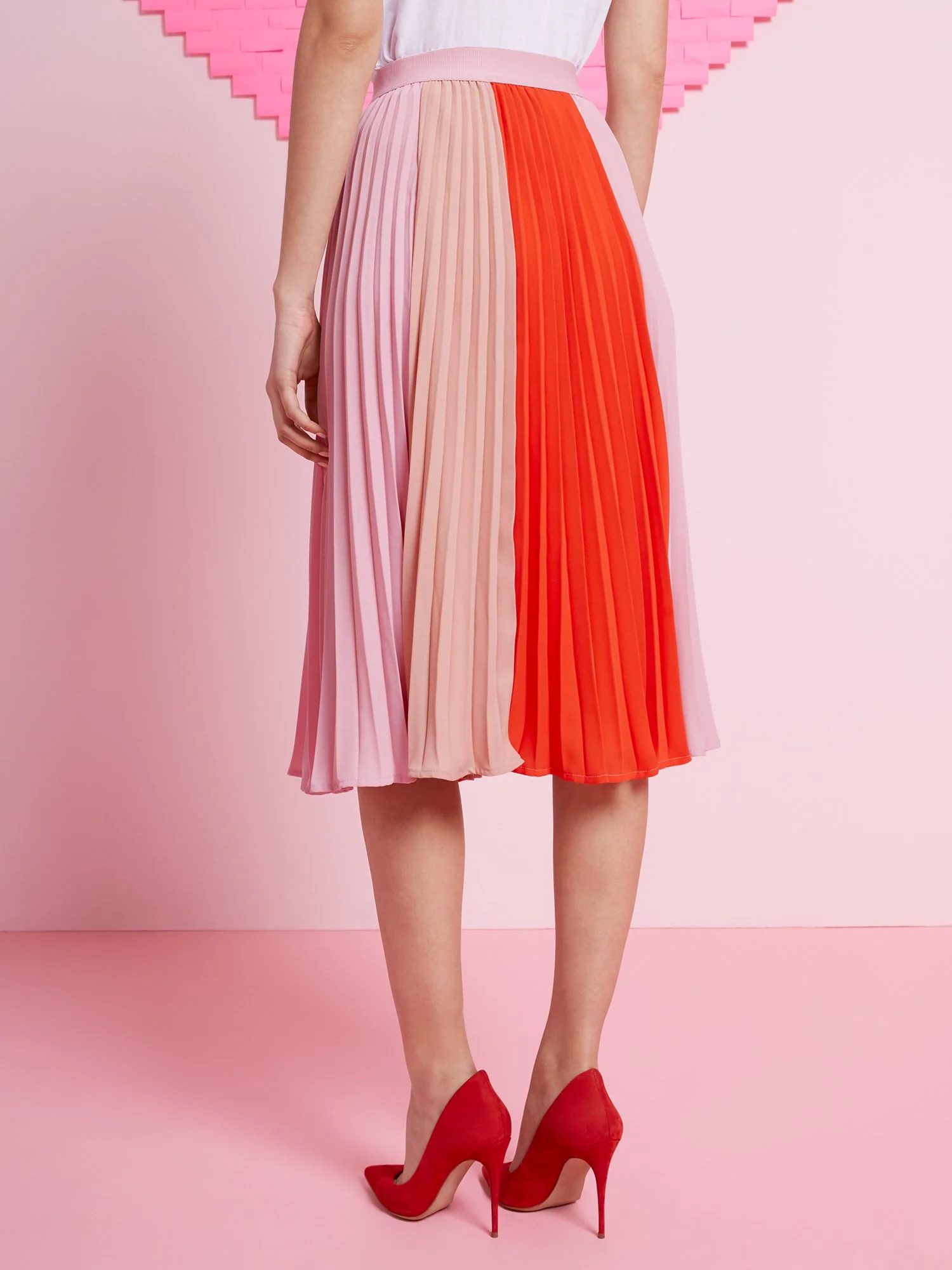 Colorblock Pleated Midi Skirt - Image 3