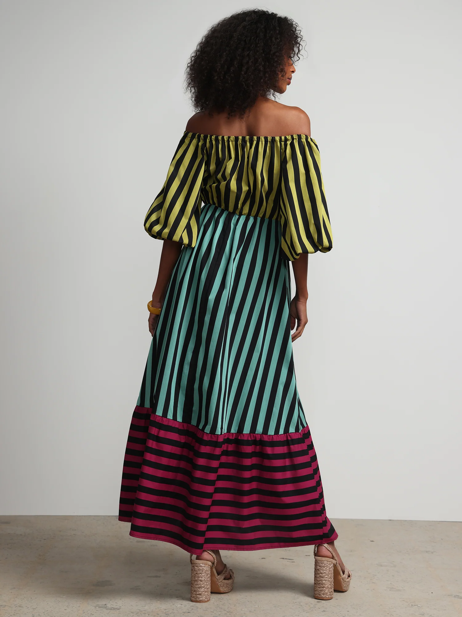 Colorblock Striped Maxi Dress - Image 3